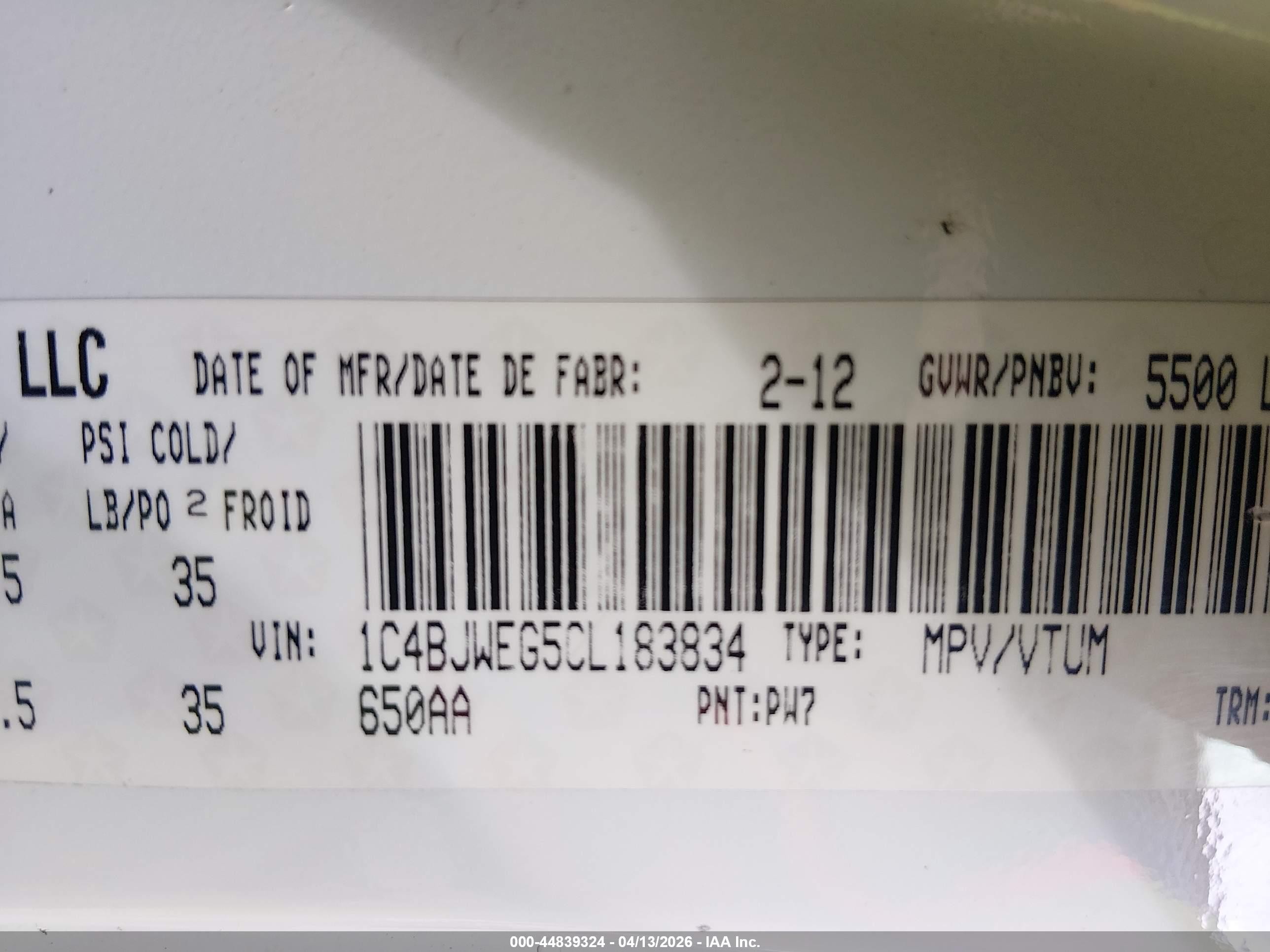 2012 Jeep Wrangler Unlimited Sahara Белый vin: 1C4BJWEG5CL183834