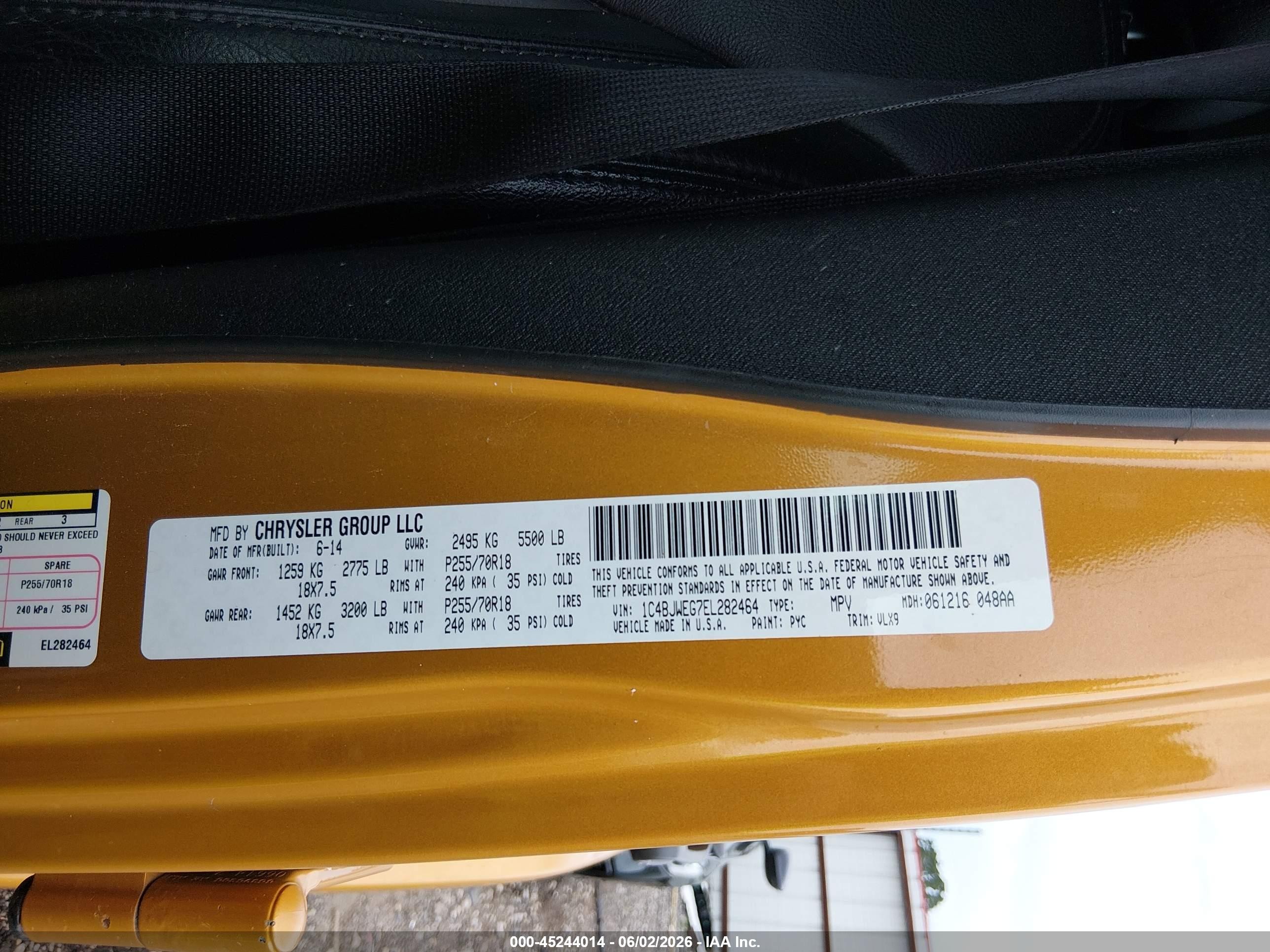 2014 Jeep Wrangler Unlimited Altitude Orange vin: 1C4BJWEG7EL282464