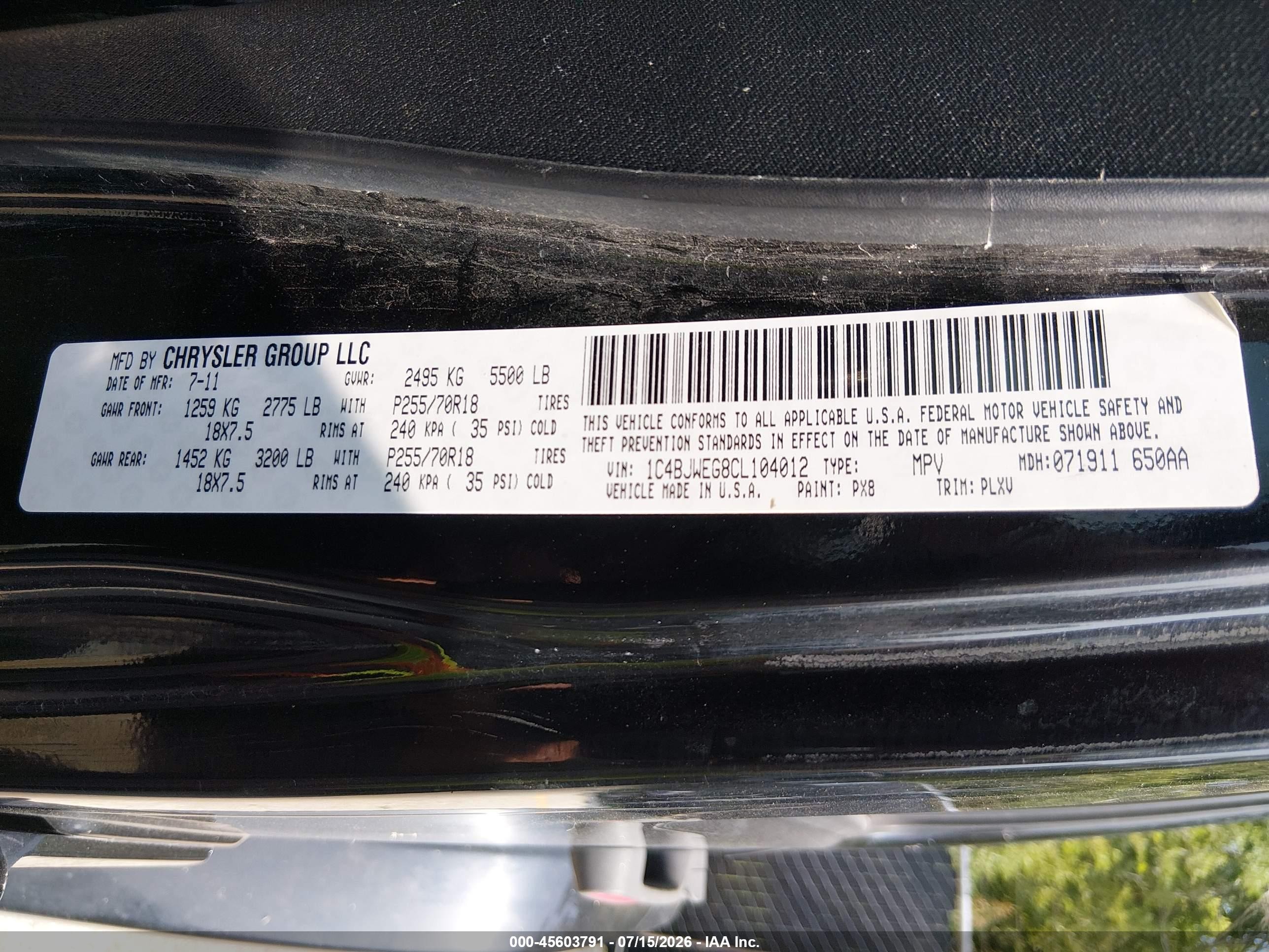 2012 Jeep Wrangler Unlimited Sahara Black vin: 1C4BJWEG8CL104012