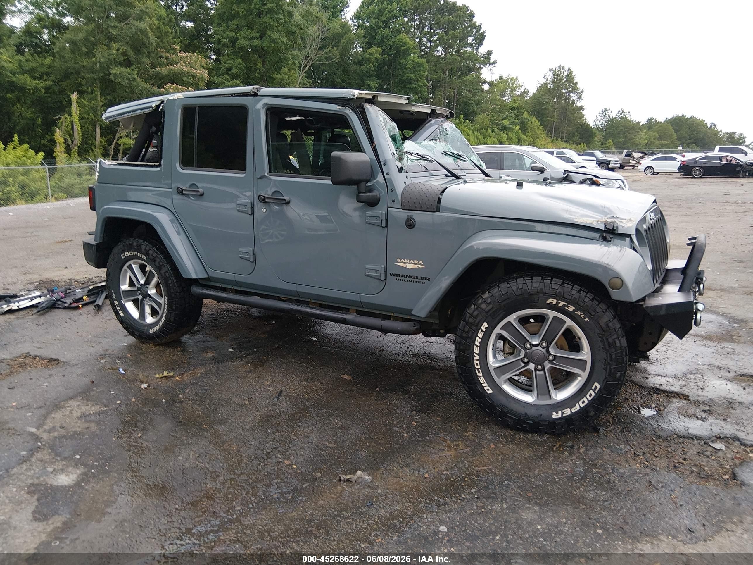 2014 Jeep Wrangler Unlimited Sahara Серый vin: 1C4BJWEG9EL209595