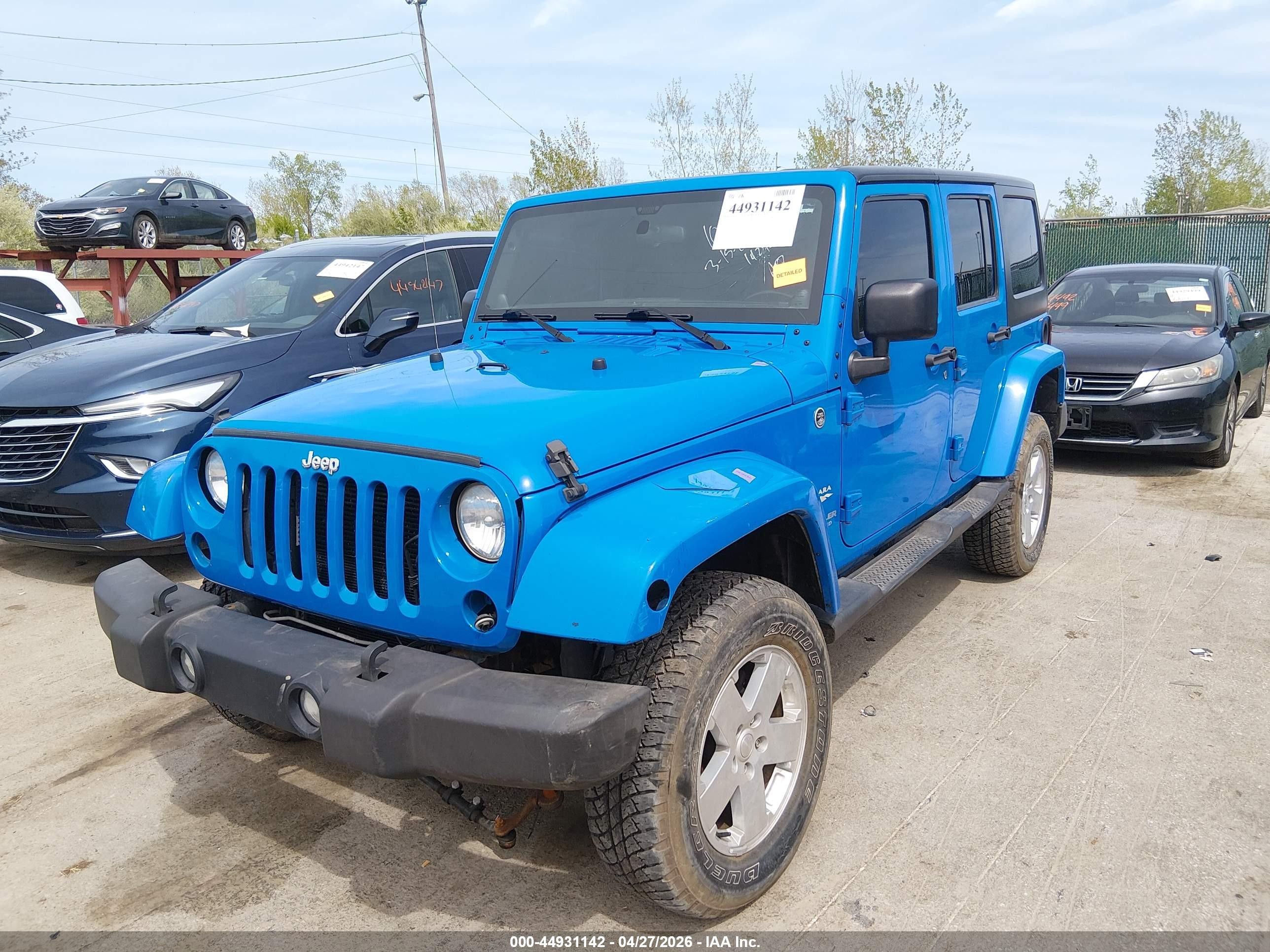 2012 Jeep Wrangler Unlimited Sahara Blue vin: 1C4BJWEGXCL142423