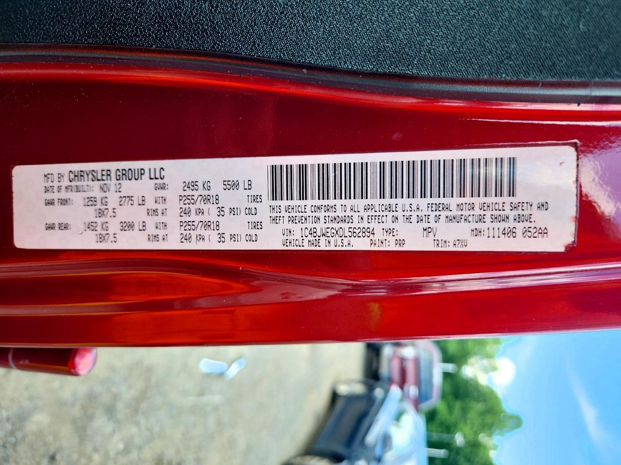 2013 Jeep Wrangler Unlimited Sahara Red vin: 1C4BJWEGXDL562894