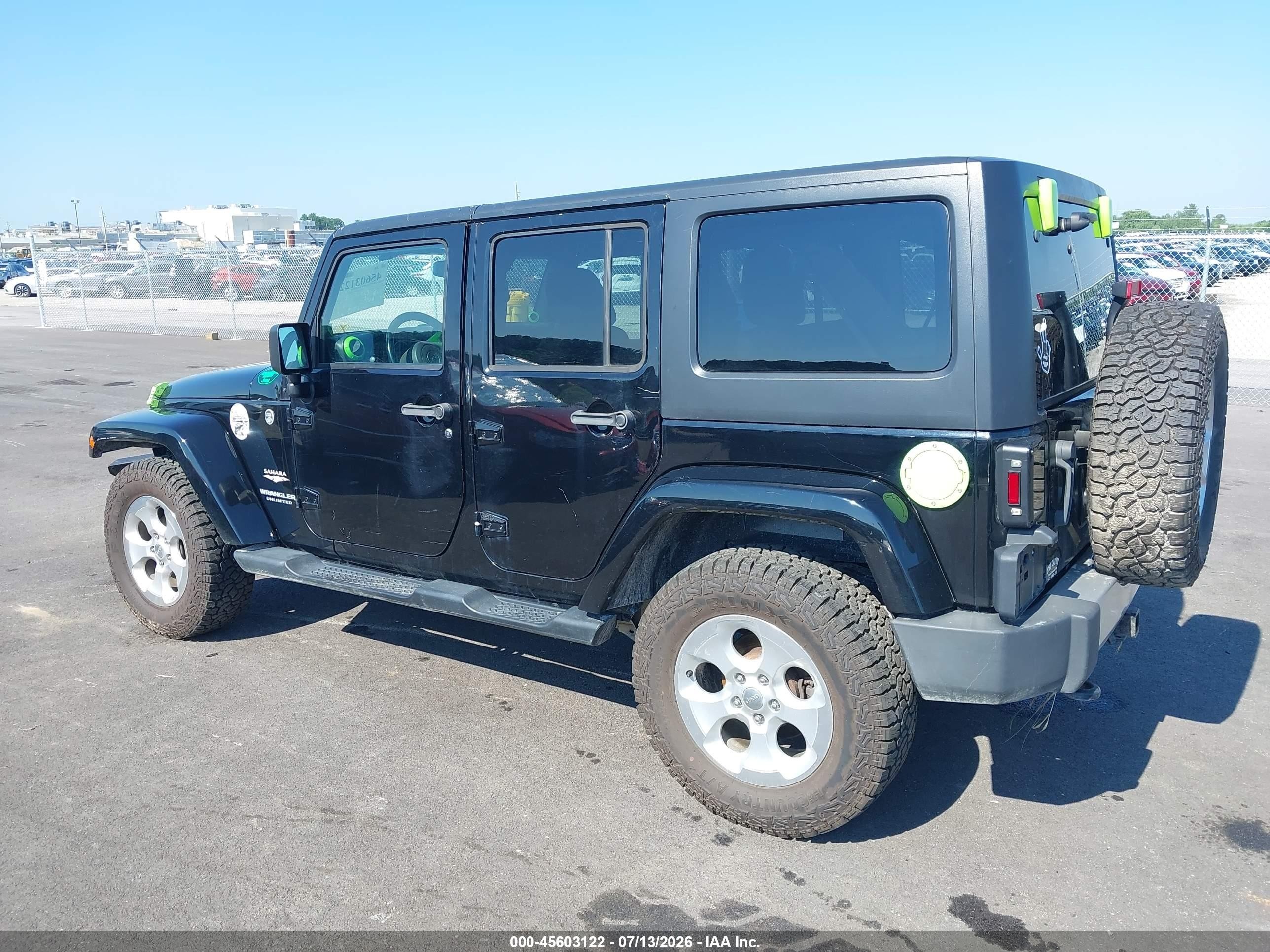 2014 Jeep Wrangler Unlimited Sahara Black vin: 1C4BJWEGXEL121607