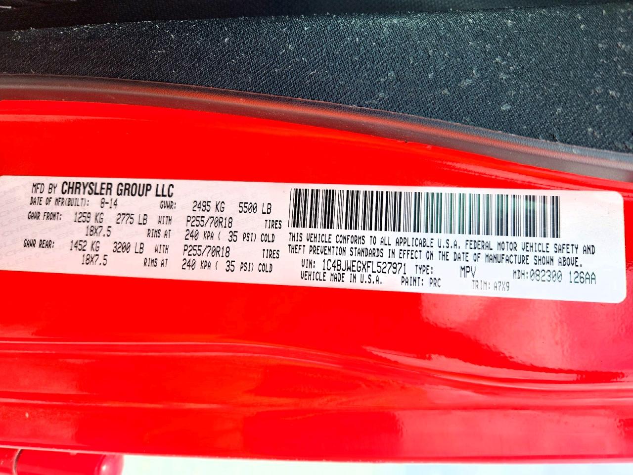2015 Jeep Wrangler Unlimited Sahara Red vin: 1C4BJWEGXFL527971