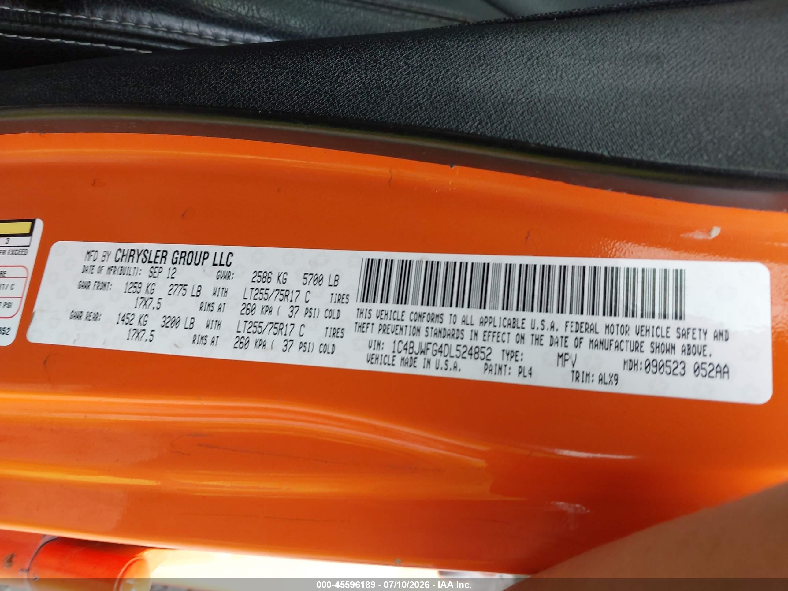 2013 Jeep Wrangler Unlimited Rubicon Orange vin: 1C4BJWFG4DL524852