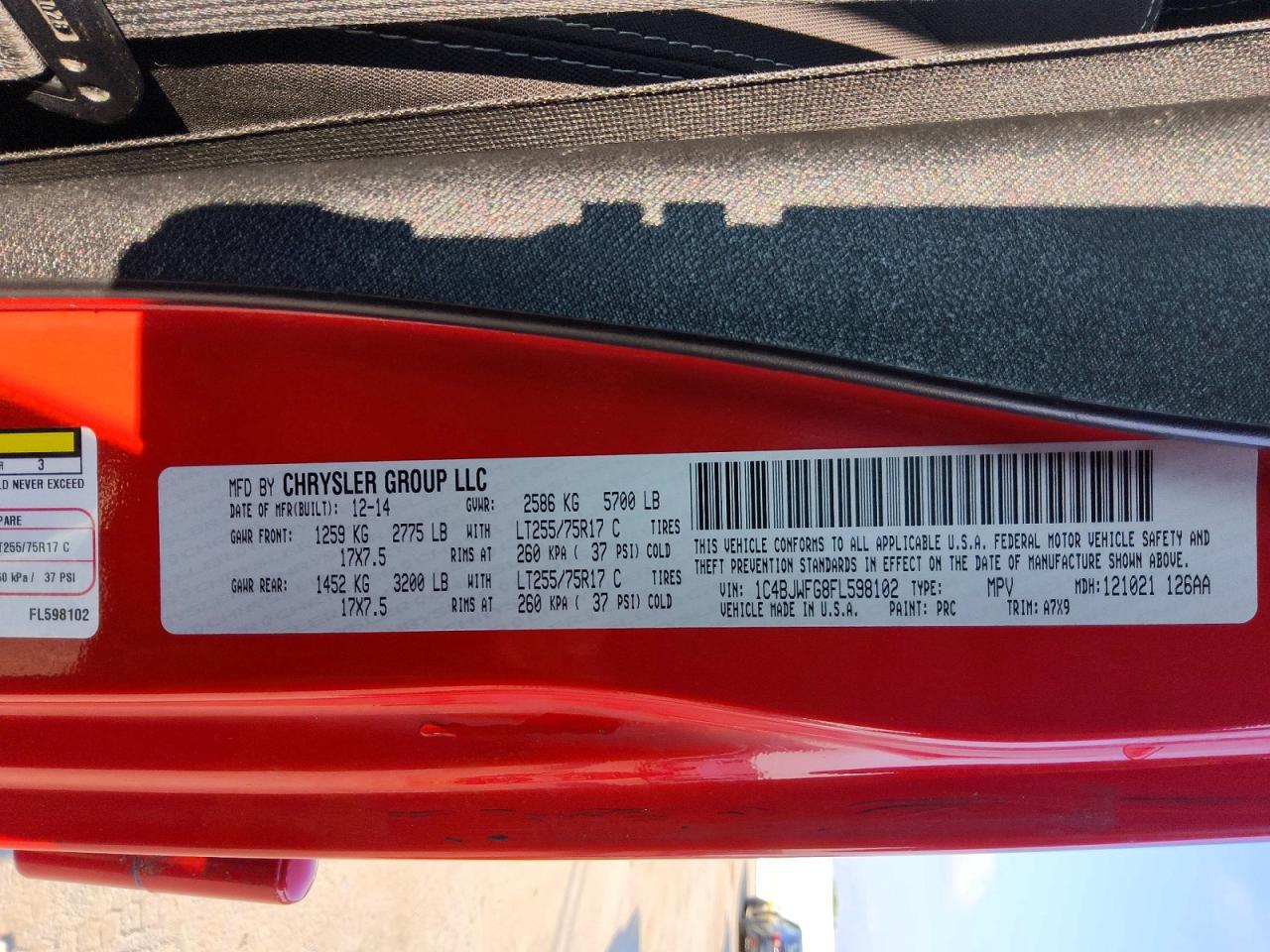 2015 Jeep Wrangler Unlimited Rubicon Red vin: 1C4BJWFG8FL598102