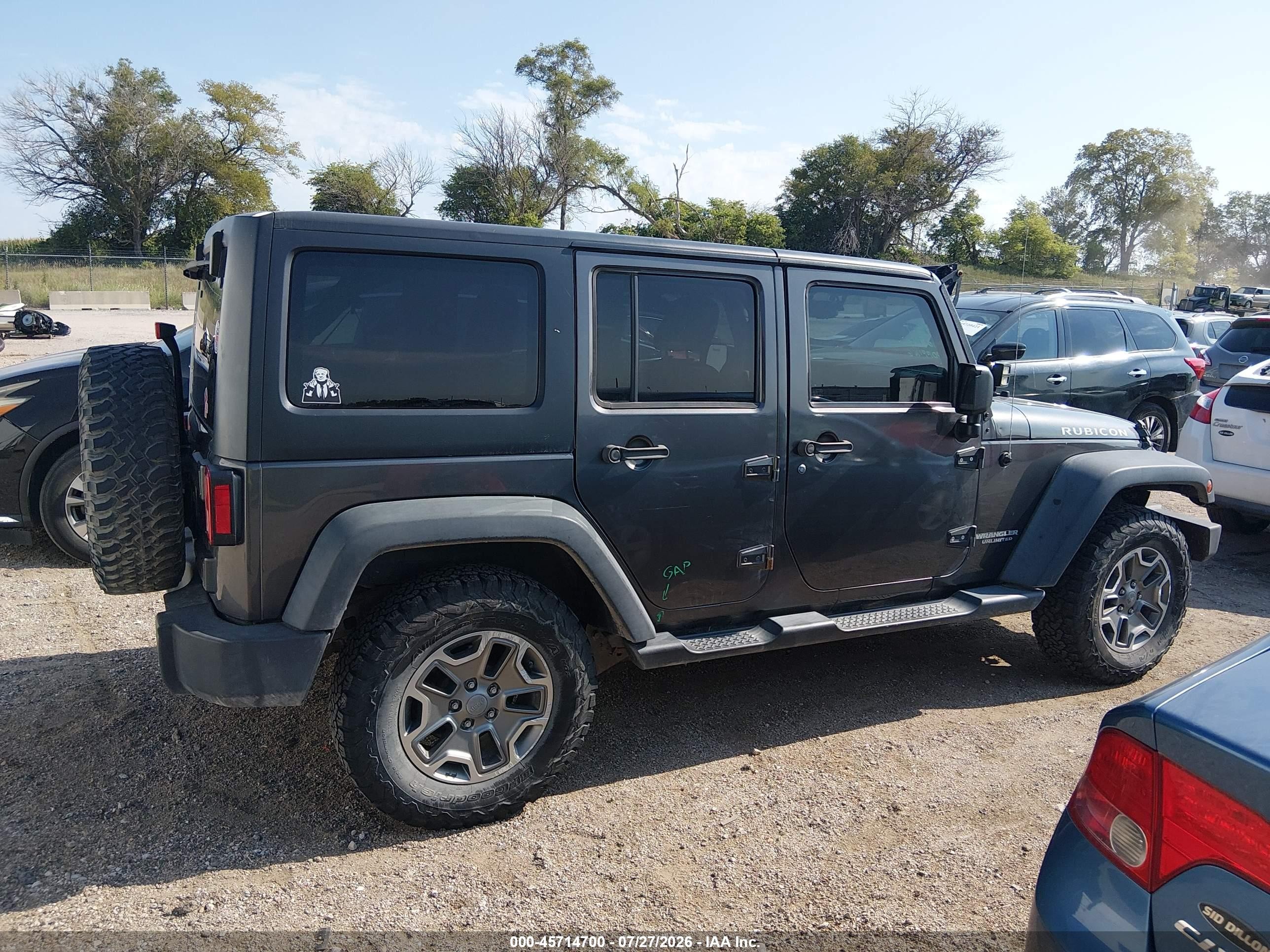 2014 Jeep Wrangler Unlimited Rubicon Gray vin: 1C4BJWFGXEL230759