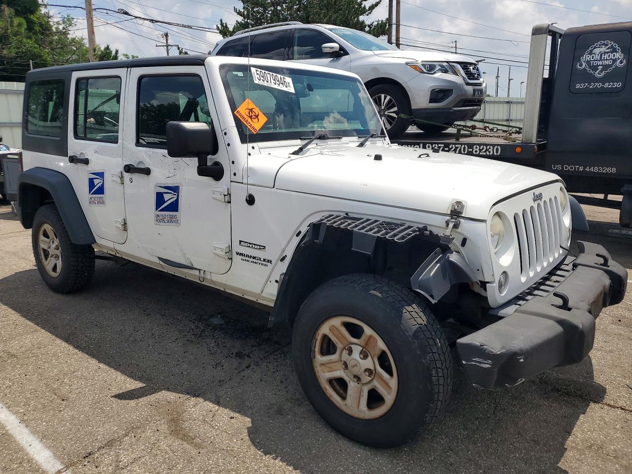 2014 Jeep Wrangler Unlimited Sport White vin: 1C4BJWKG3EL129469