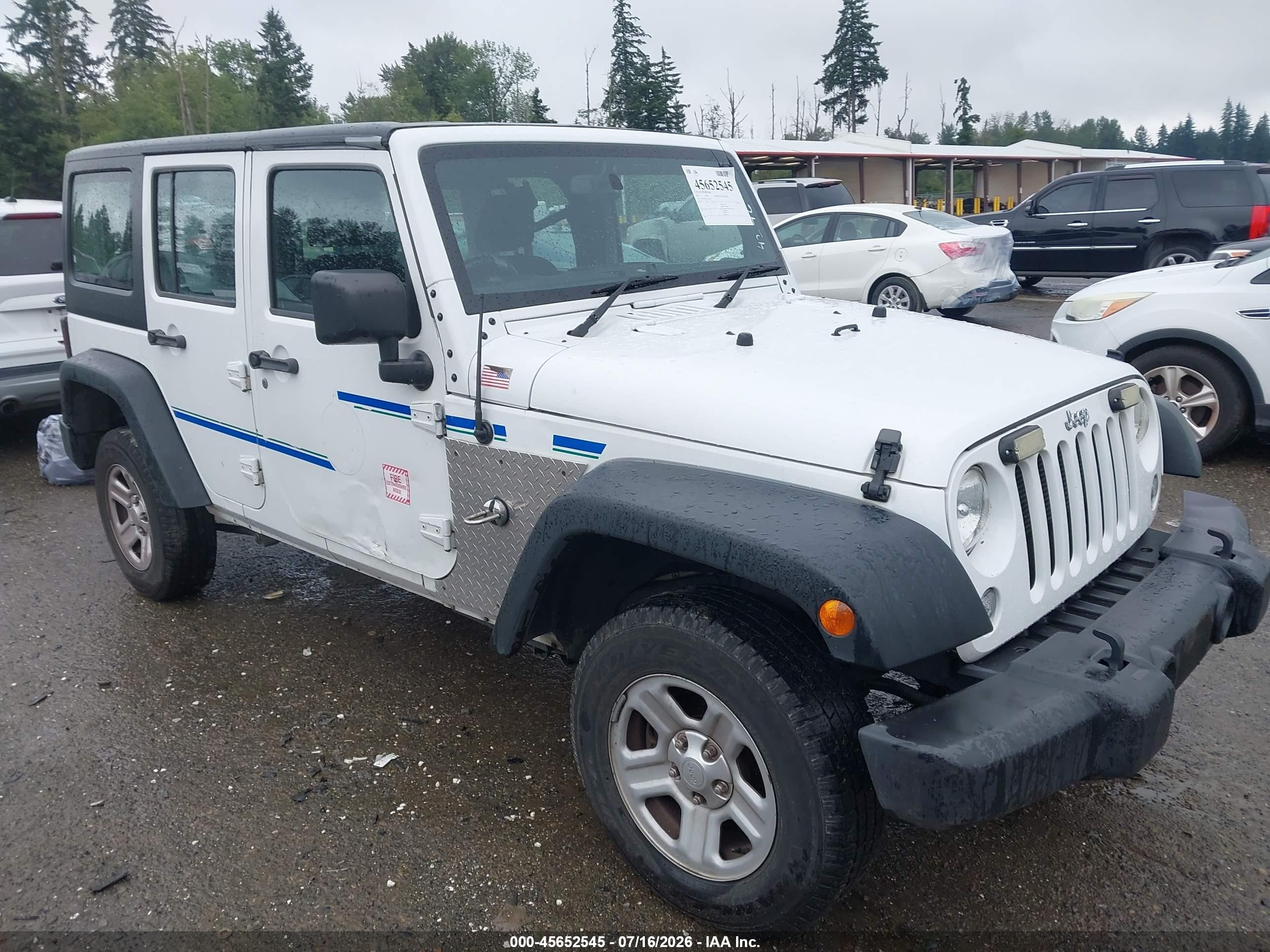 2015 Jeep Wrangler Unlimited Sport Rhd White vin: 1C4BJWKG4FL630145