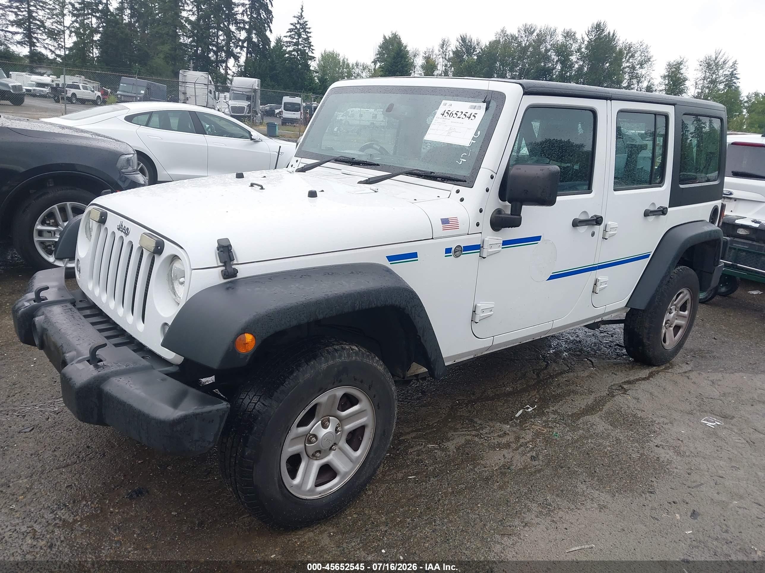 2015 Jeep Wrangler Unlimited Sport Rhd Белый vin: 1C4BJWKG4FL630145