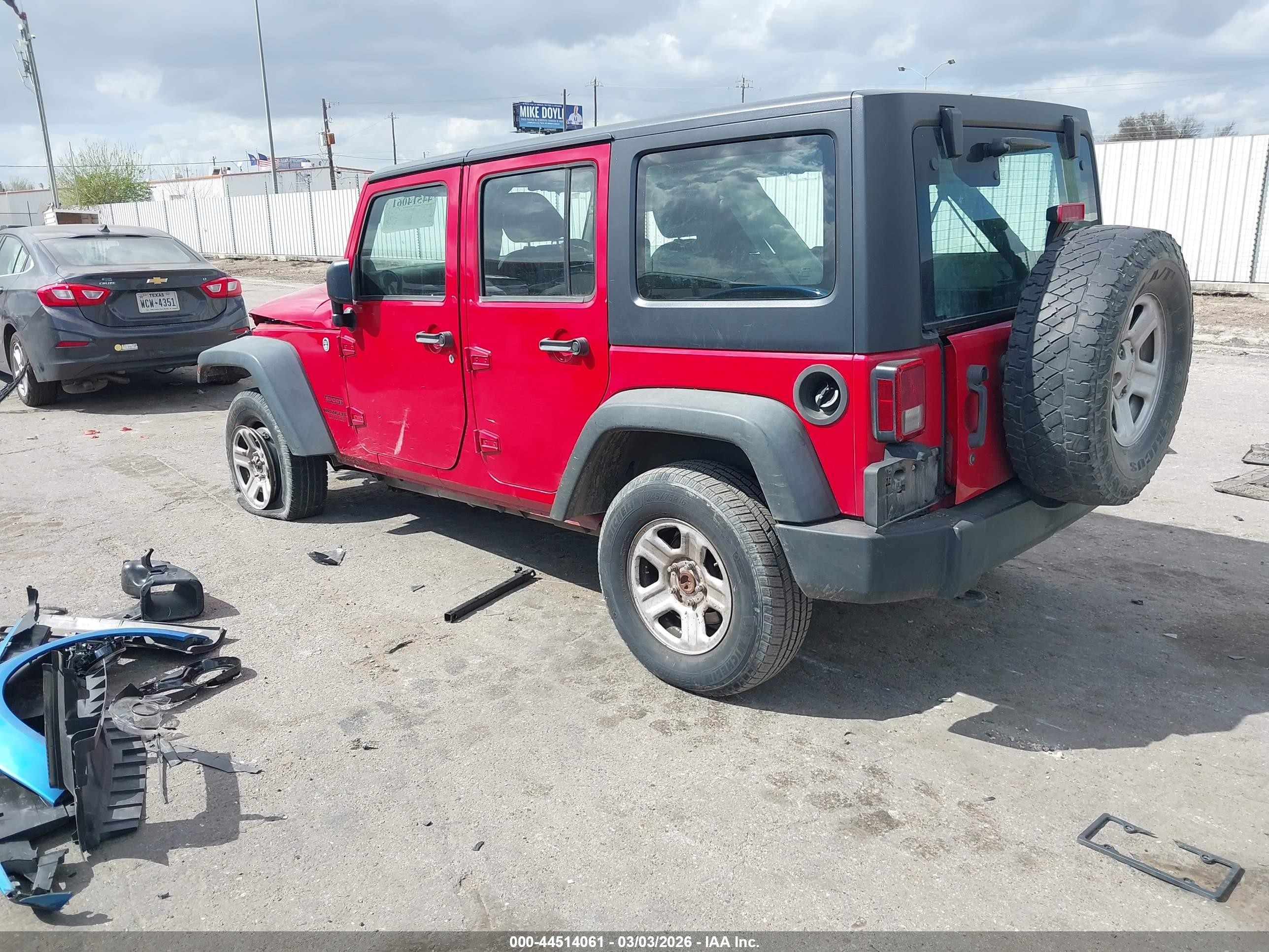 2013 Jeep Wrangler Unlimited Sport Rhd Red vin: 1C4BJWKG9DL672341