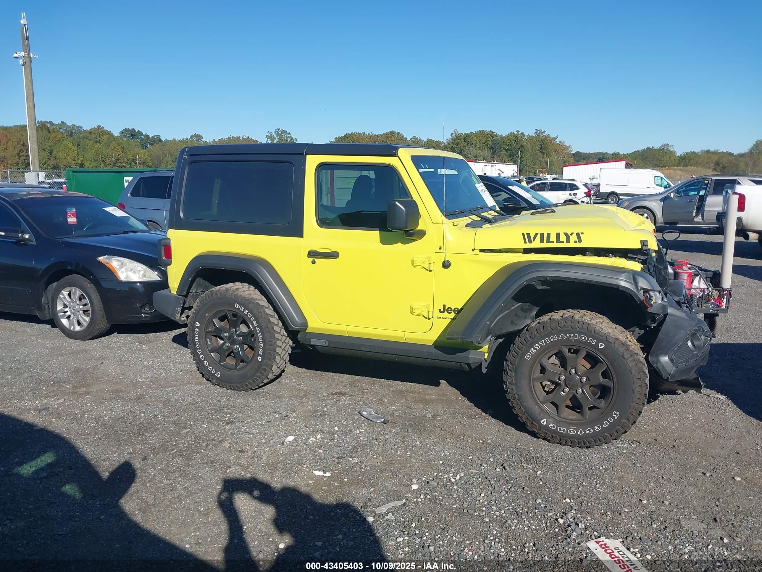 2023 Jeep Wrangler 2-door Willys 4x4 Yellow vin: 1C4GJXAN3PW505634