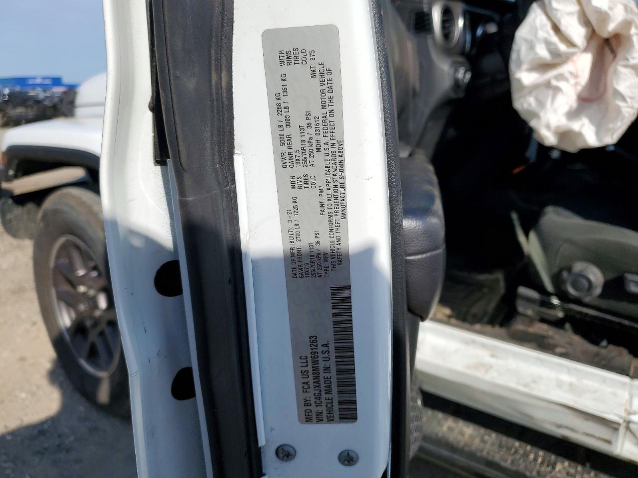 2021 Jeep Wrangler Sport White vin: 1C4GJXAN8MW691263