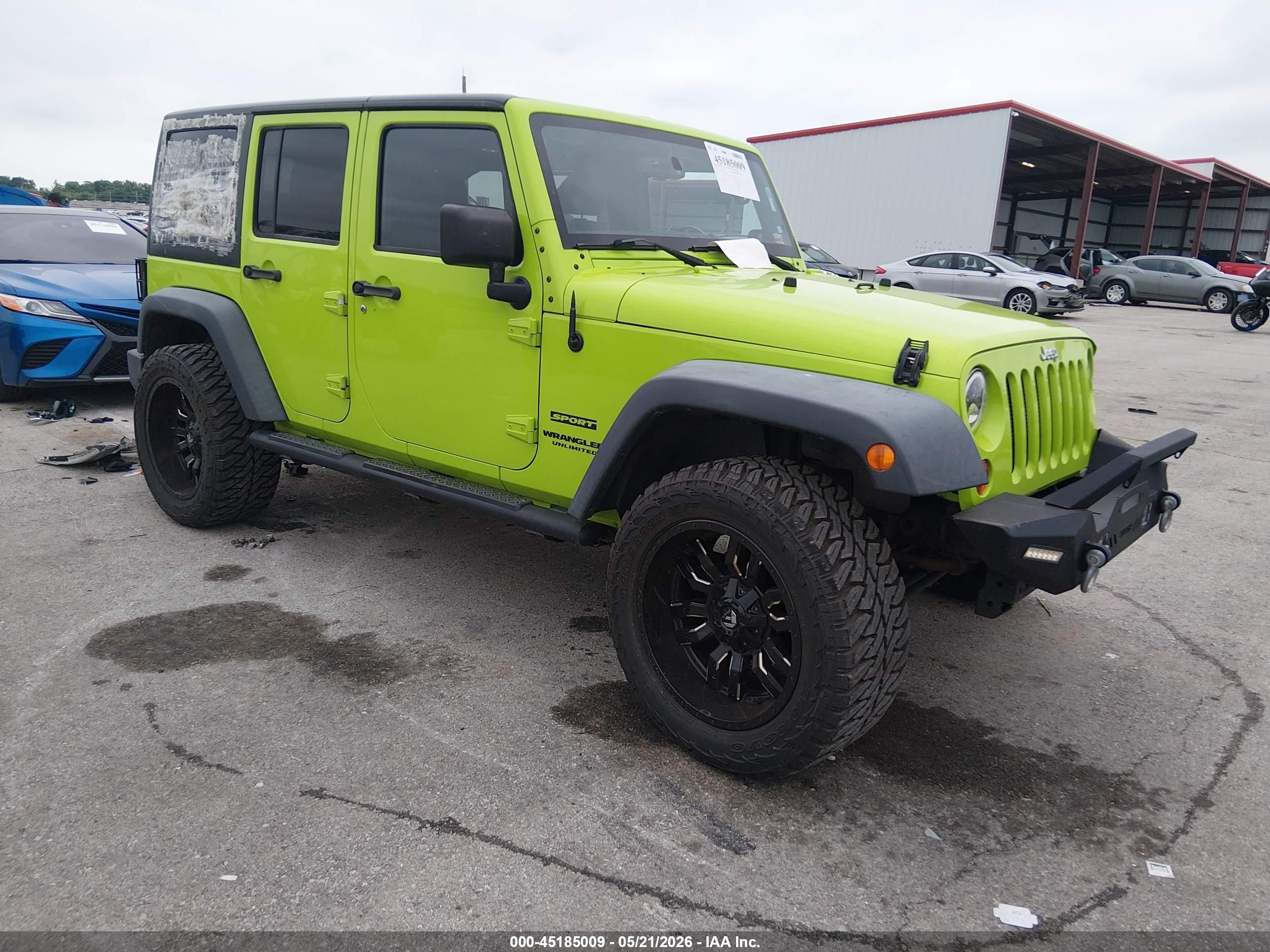 2013 Jeep Wrangler Unlimited Sport Green vin: 1C4HJWDG0DL507270