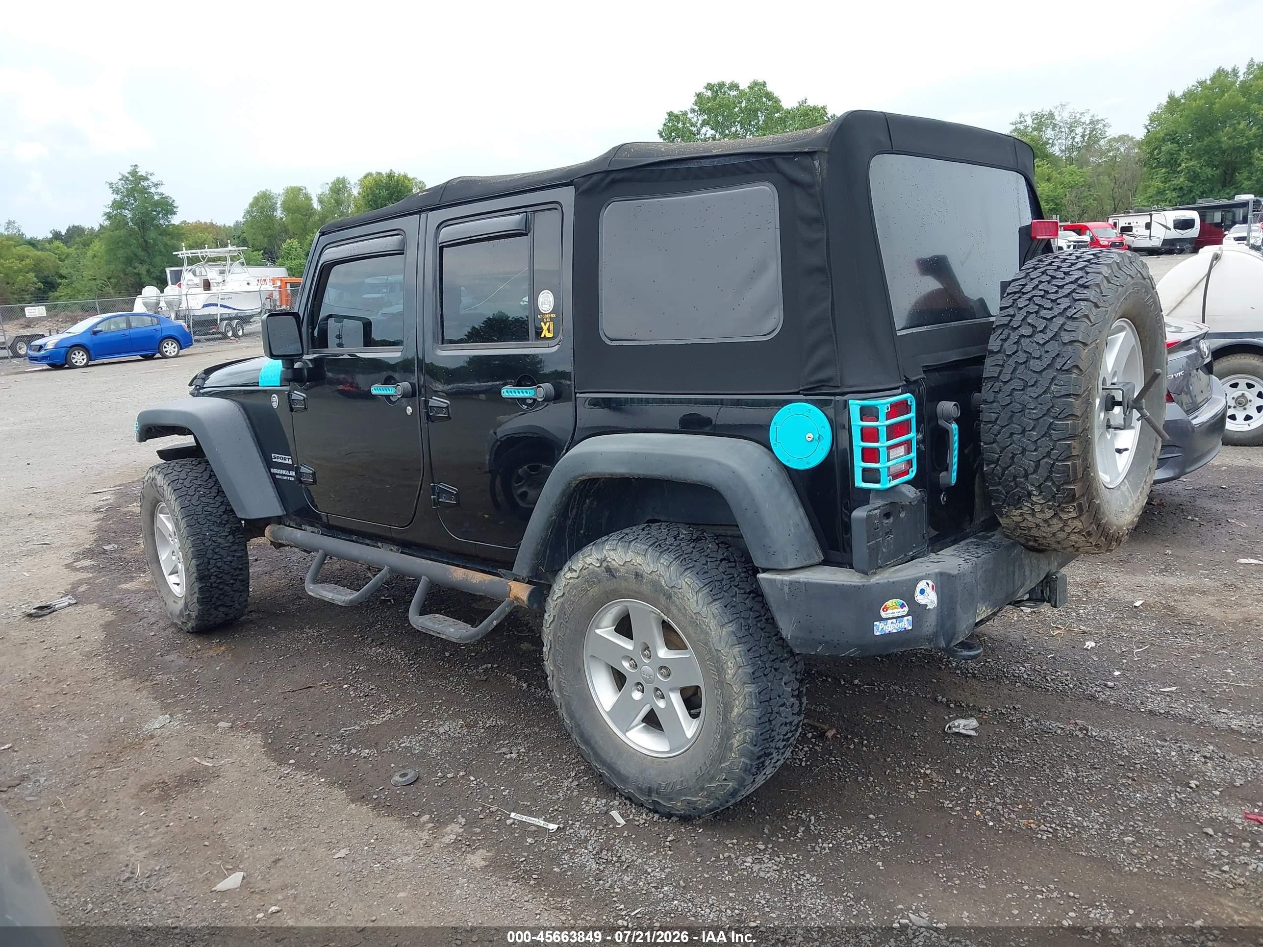2015 Jeep Wrangler Unlimited Sport Black vin: 1C4HJWDG0FL688423