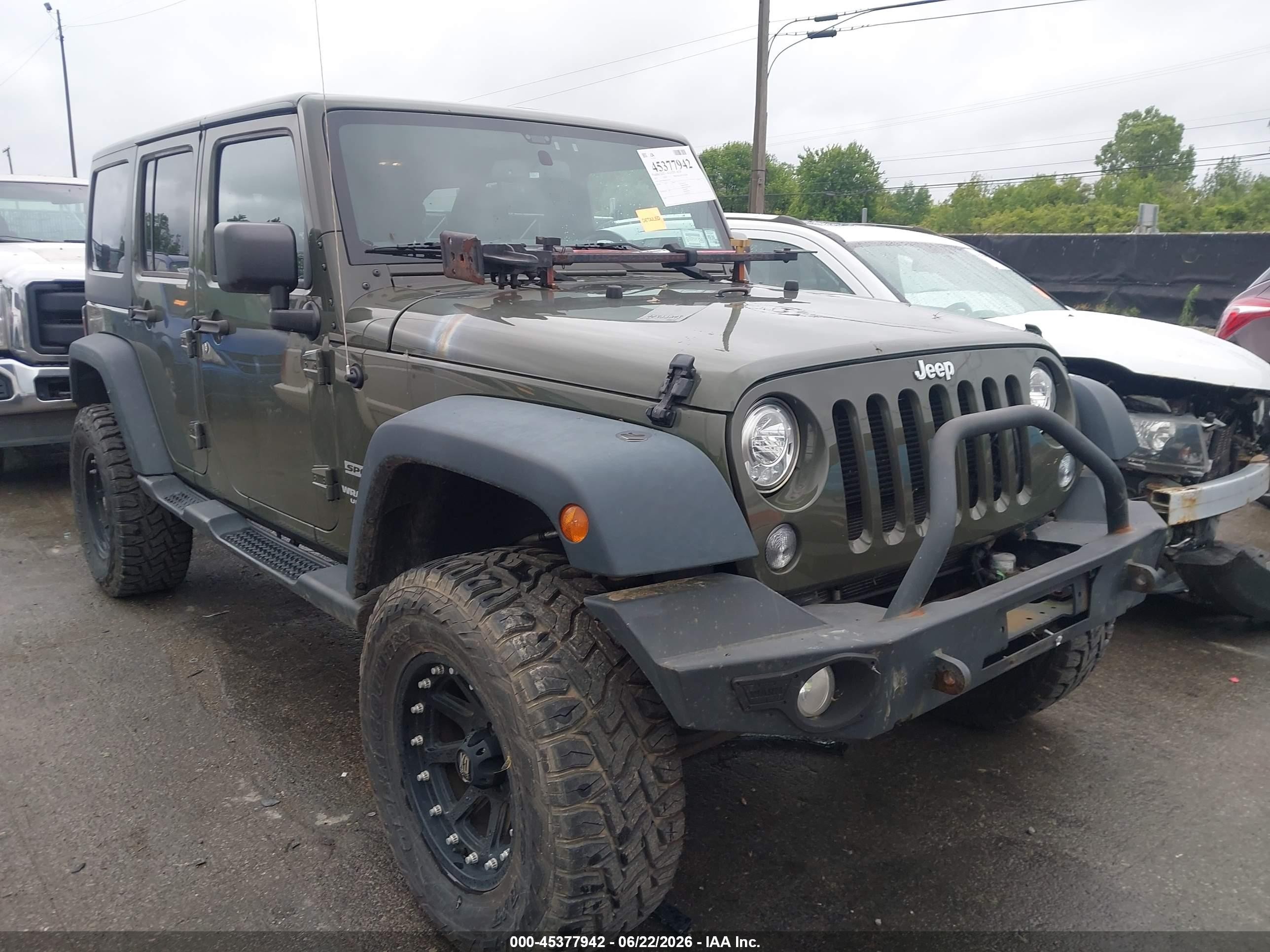 2015 Jeep Wrangler Unlimited Sport Green vin: 1C4HJWDG4FL671236