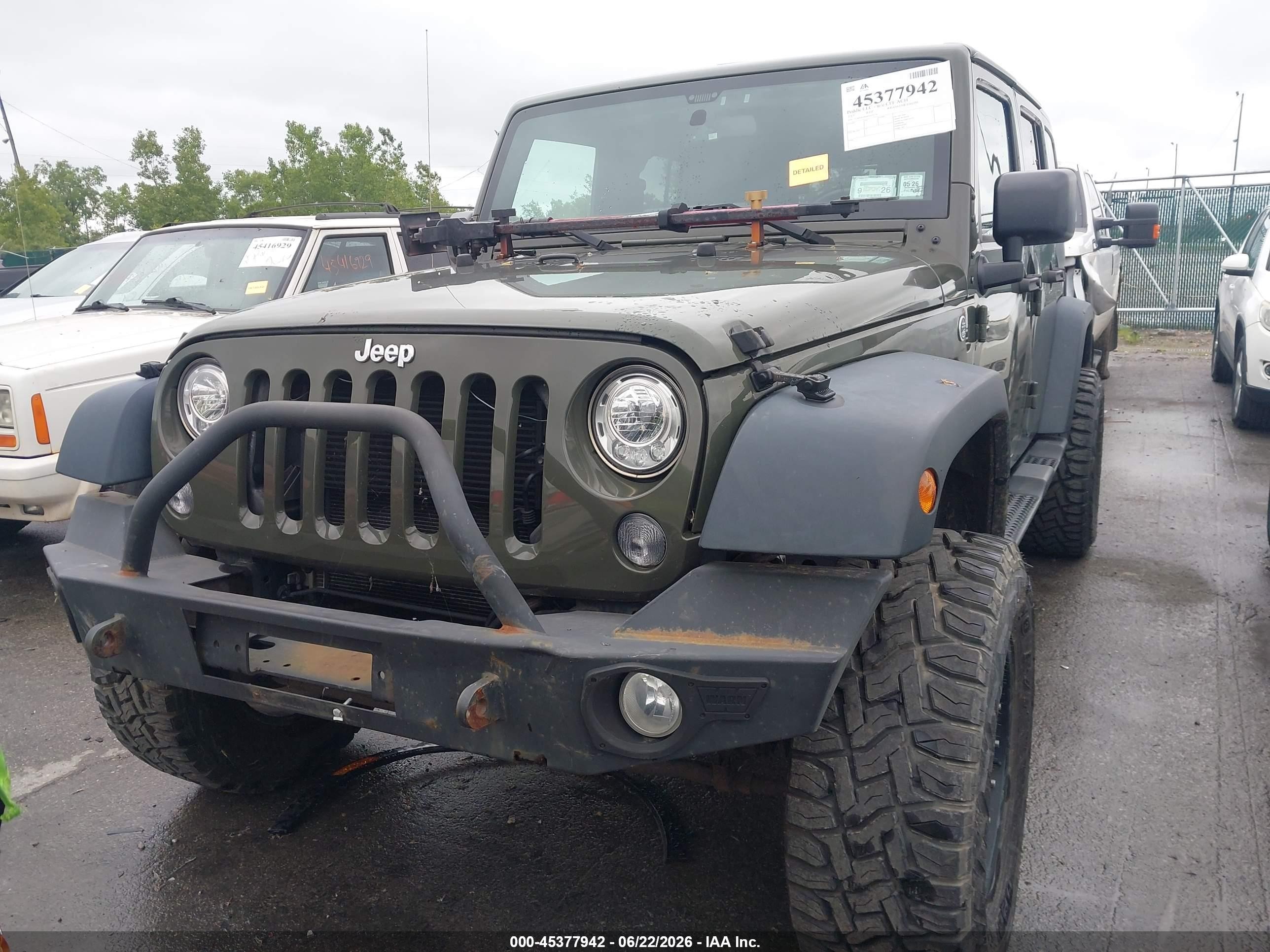 2015 Jeep Wrangler Unlimited Sport Green vin: 1C4HJWDG4FL671236