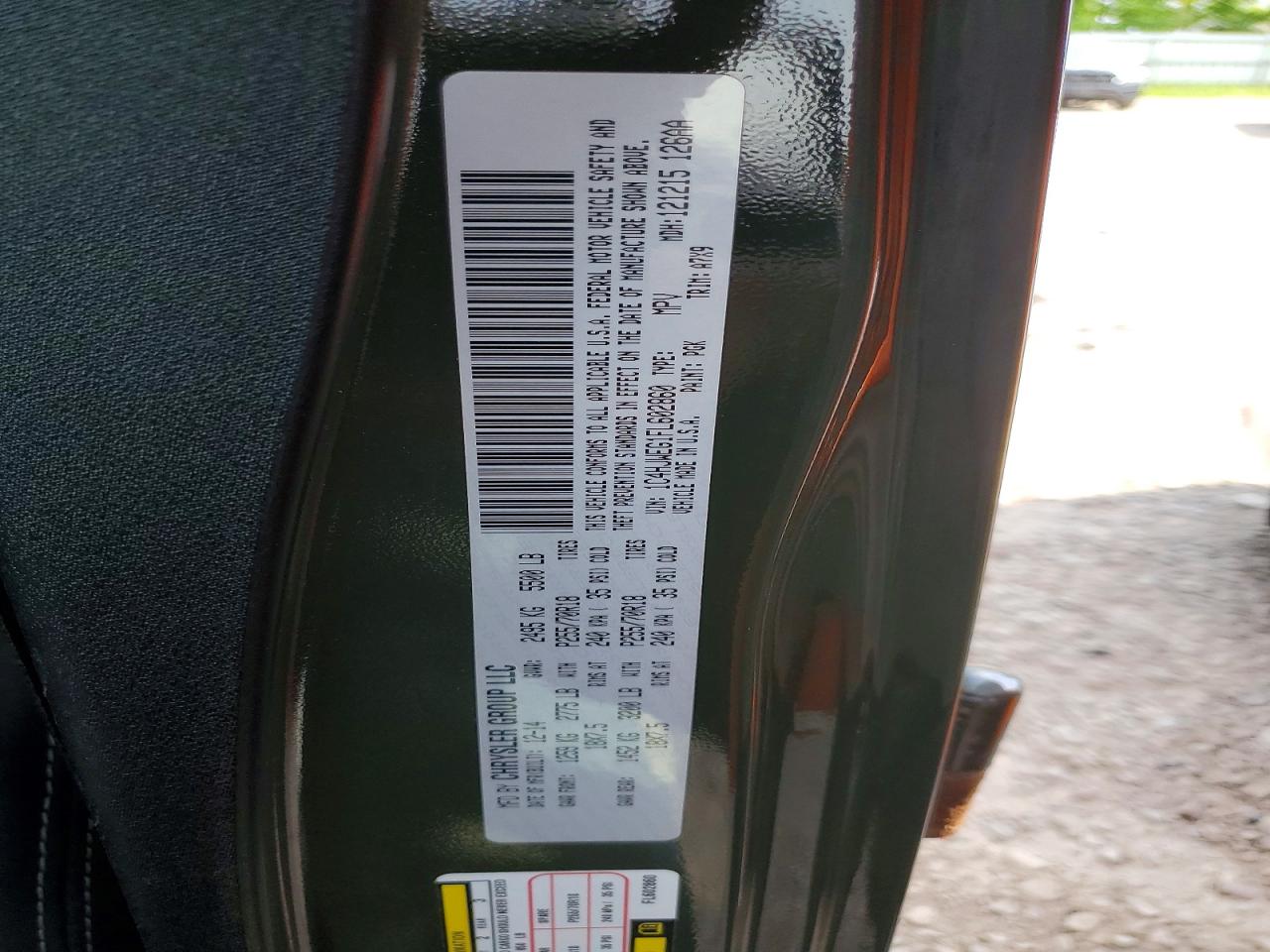 2015 Jeep Wrangler Unlimited Sahara Green vin: 1C4HJWEG1FL602860
