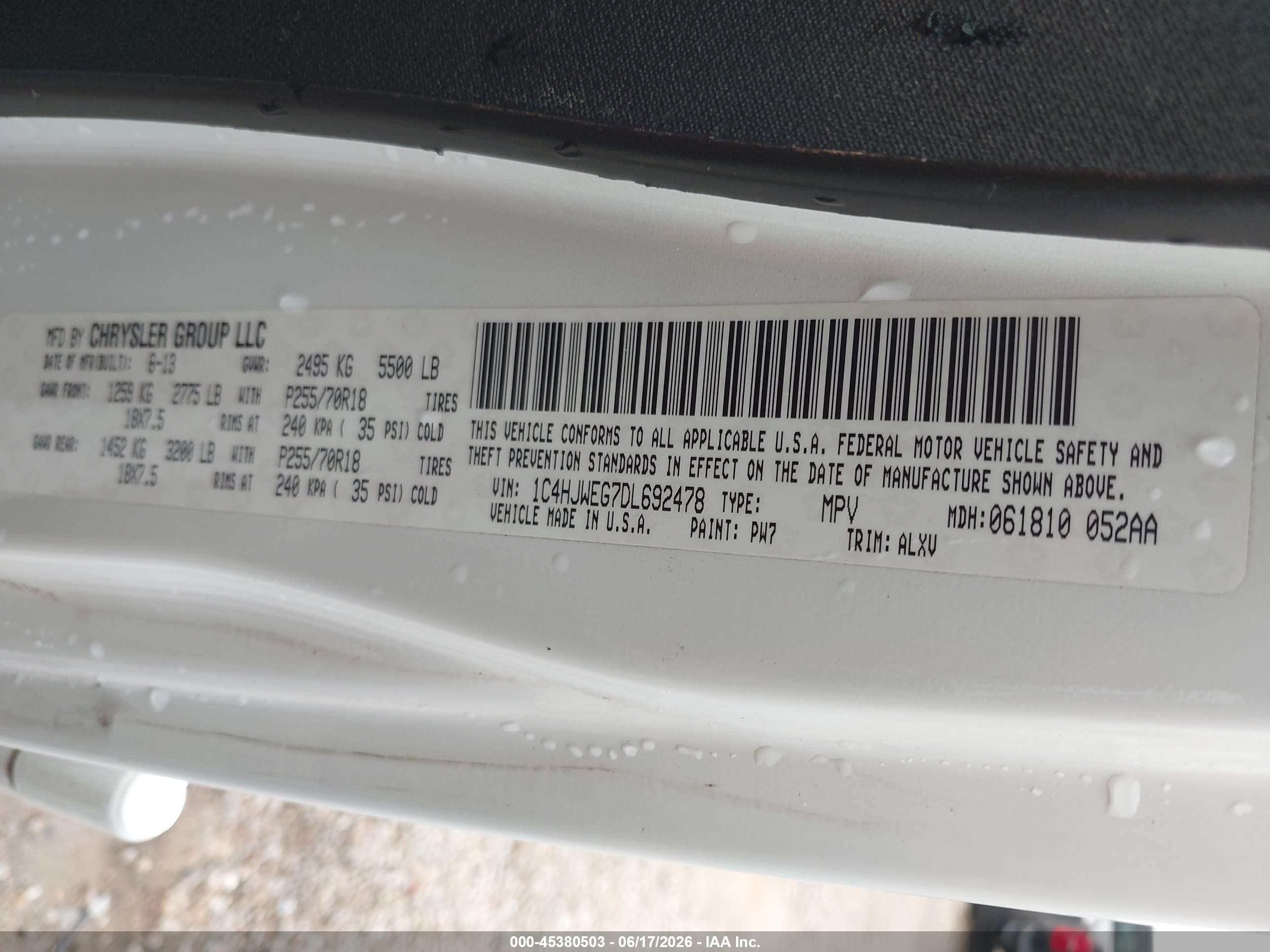 2013 Jeep Wrangler Unlimited Sahara White vin: 1C4HJWEG7DL692478