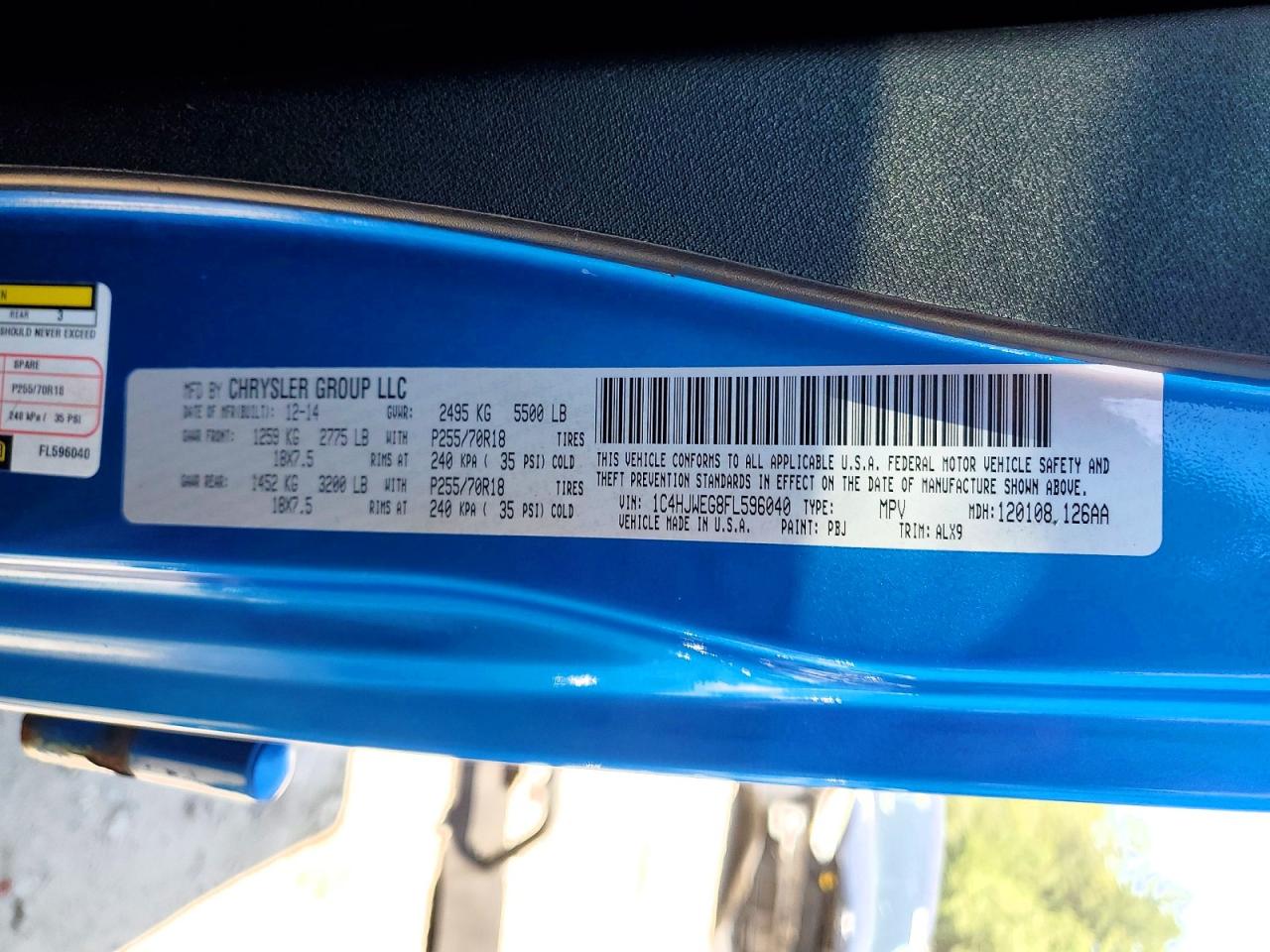 2015 Jeep Wrangler Unlimited Sahara Blue vin: 1C4HJWEG8FL596040