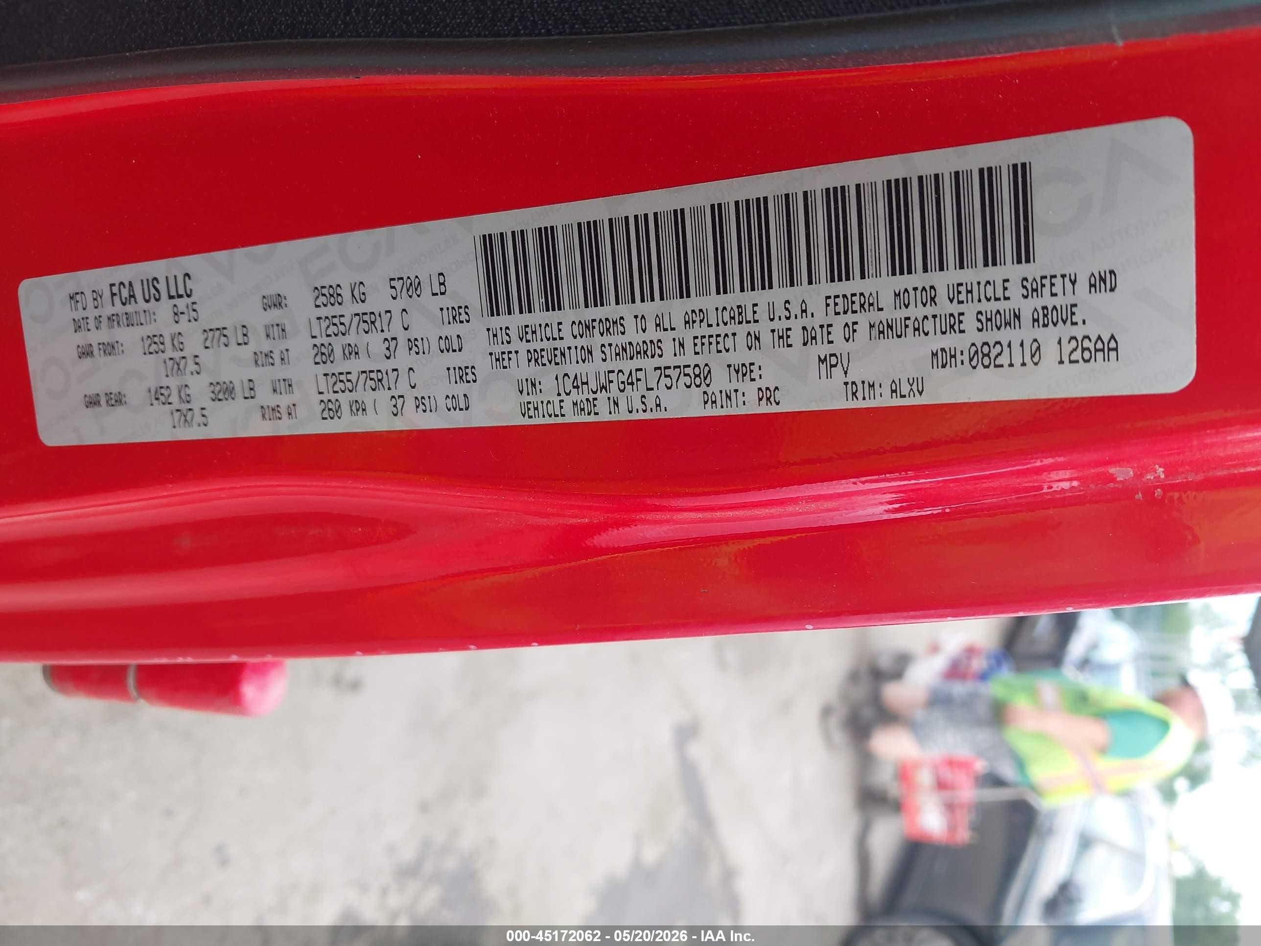 2015 Jeep Wrangler Unlimited Rubicon Red vin: 1C4HJWFG4FL757580