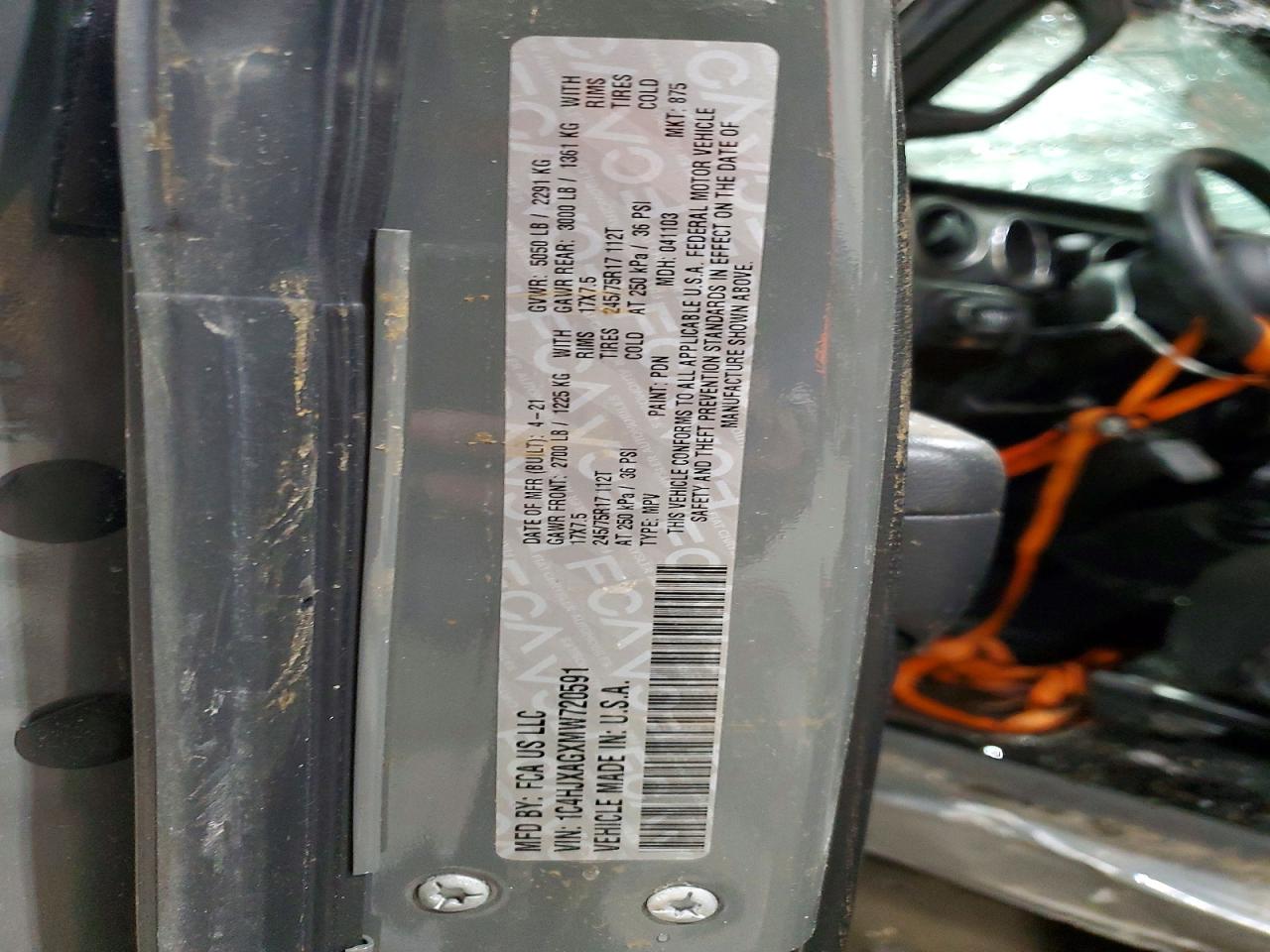2021 Jeep Wrangler Sport Серый vin: 1C4HJXAGXMW720591