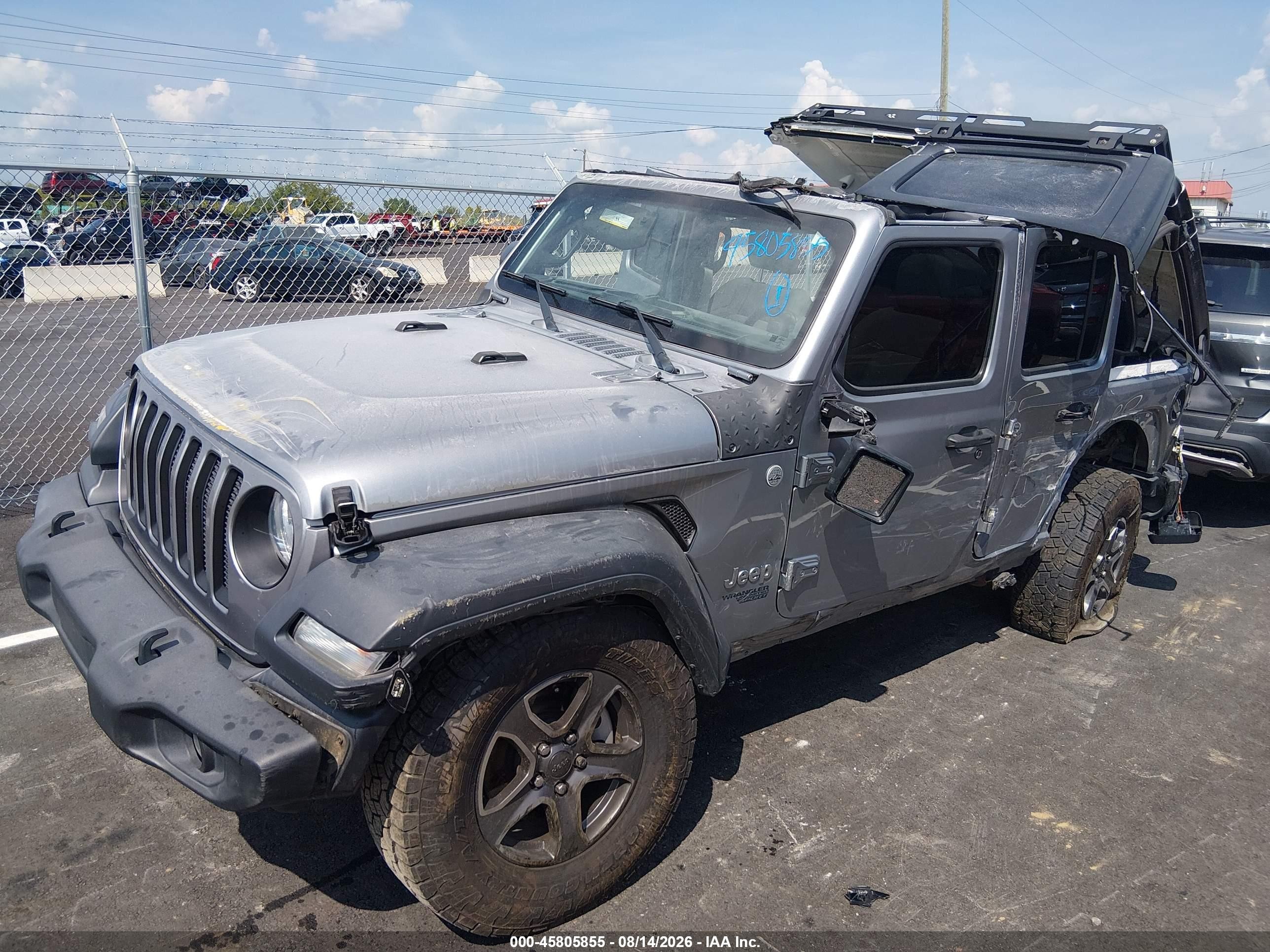 2018 Jeep Wrangler Unlimited Sport S 4x4 Gray vin: 1C4HJXDG7JW220900