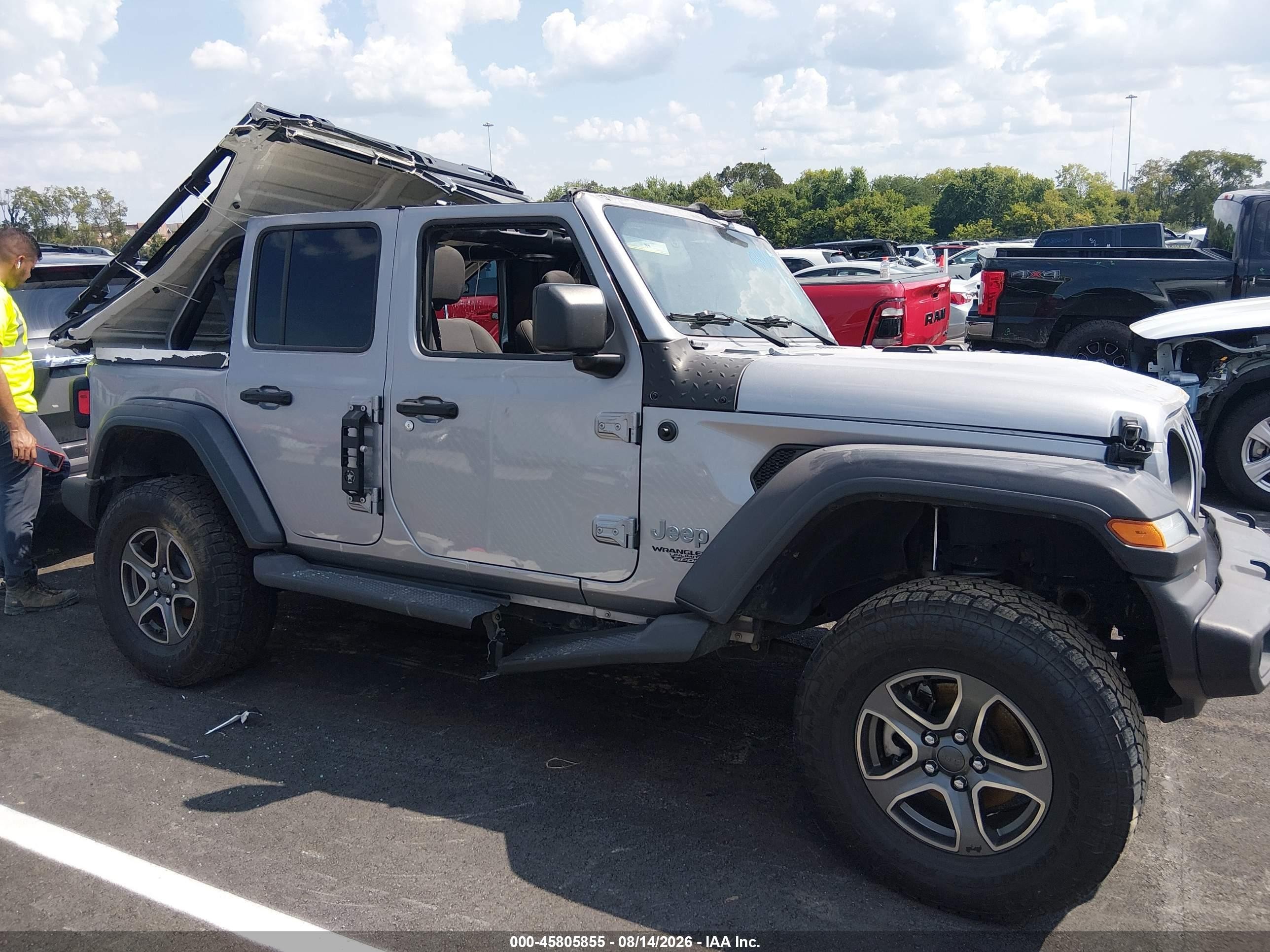 2018 Jeep Wrangler Unlimited Sport S 4x4 Gray vin: 1C4HJXDG7JW220900