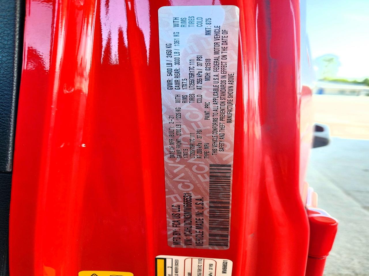 2021 Jeep Wrangler Unlimited Sport Red vin: 1C4HJXDN3MW666531