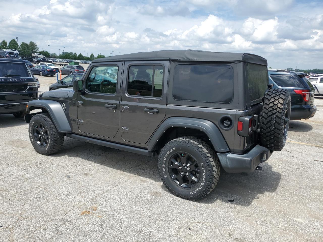 2021 Jeep Wrangler Unlimited Sport Серый vin: 1C4HJXDN5MW817014 Damage: Left Front Door, Heavy Scratch, 1/2 To 1 Inch