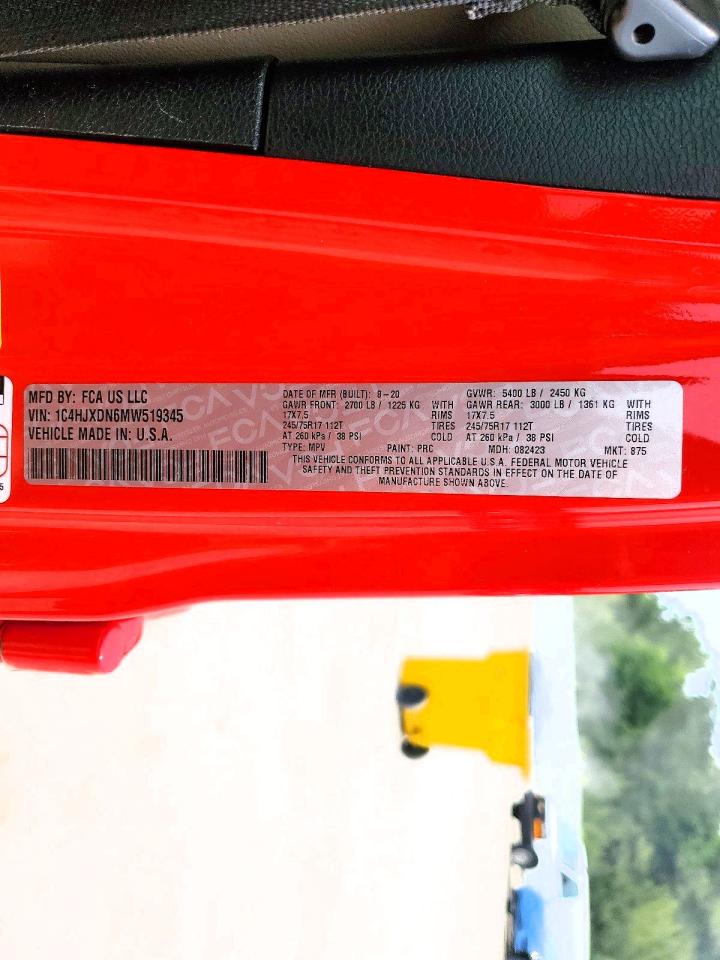 2021 Jeep Wrangler Unlimited Sport Red vin: 1C4HJXDN6MW519345