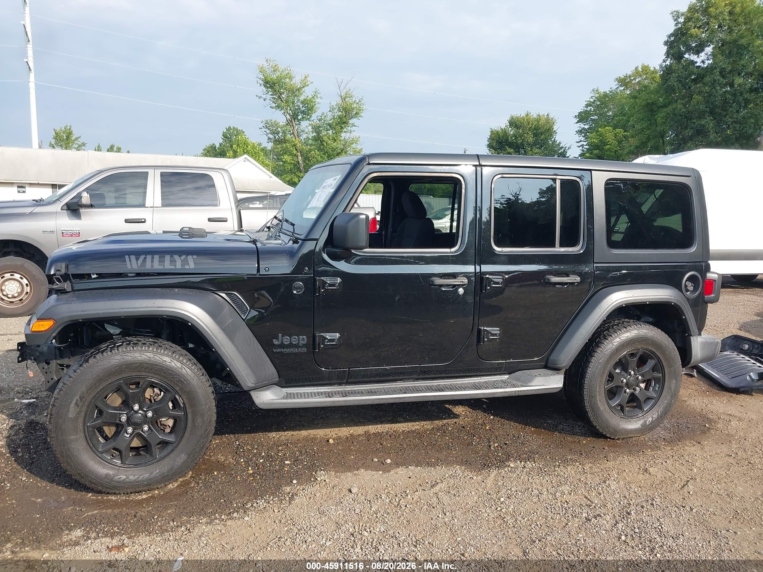 2022 Jeep Wrangler Unlimited Willys Sport 4x4 Black vin: 1C4HJXDN6NW258865