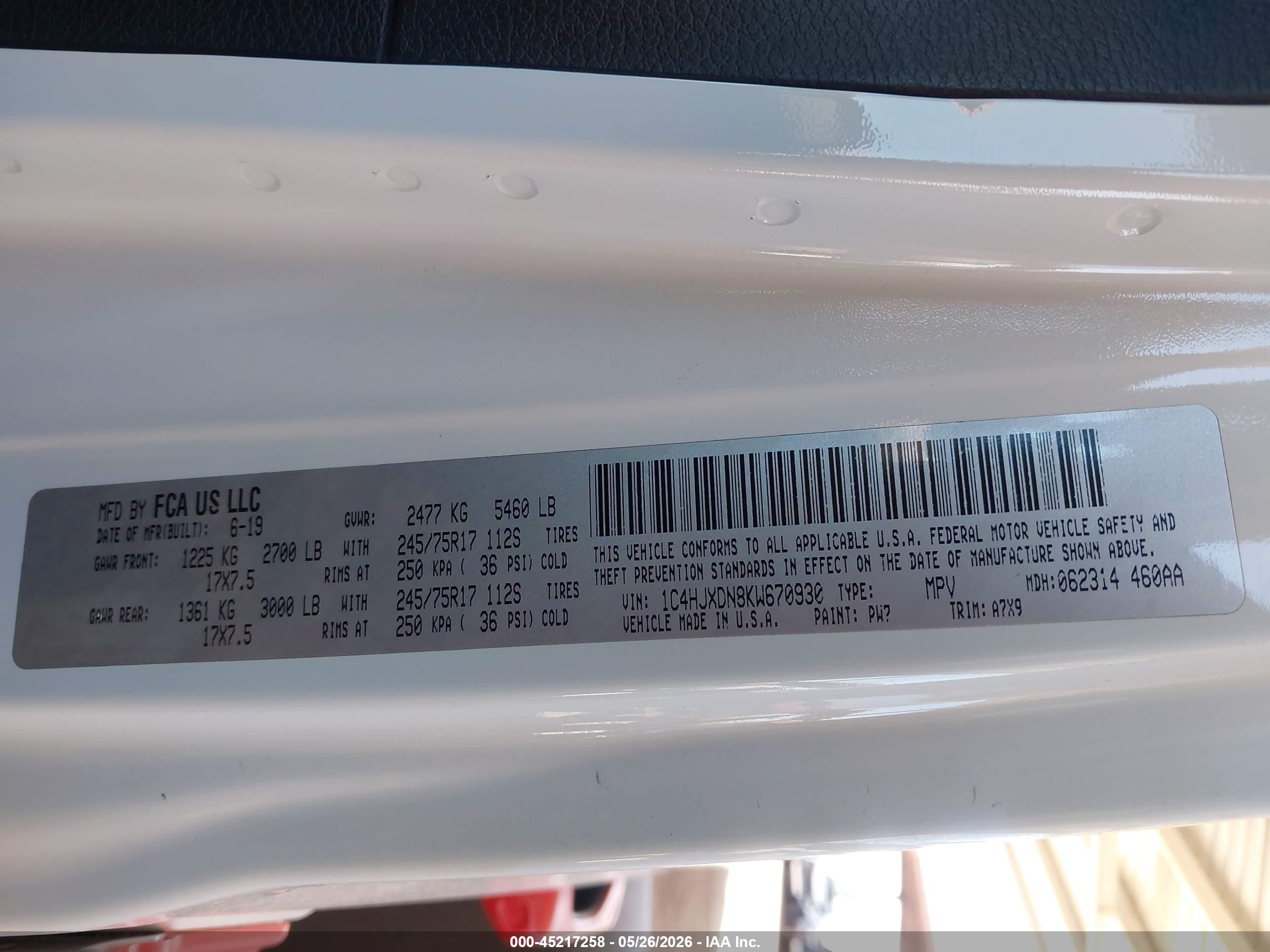 2019 Jeep Wrangler Unlimited Sport S 4x4 White vin: 1C4HJXDN8KW670930