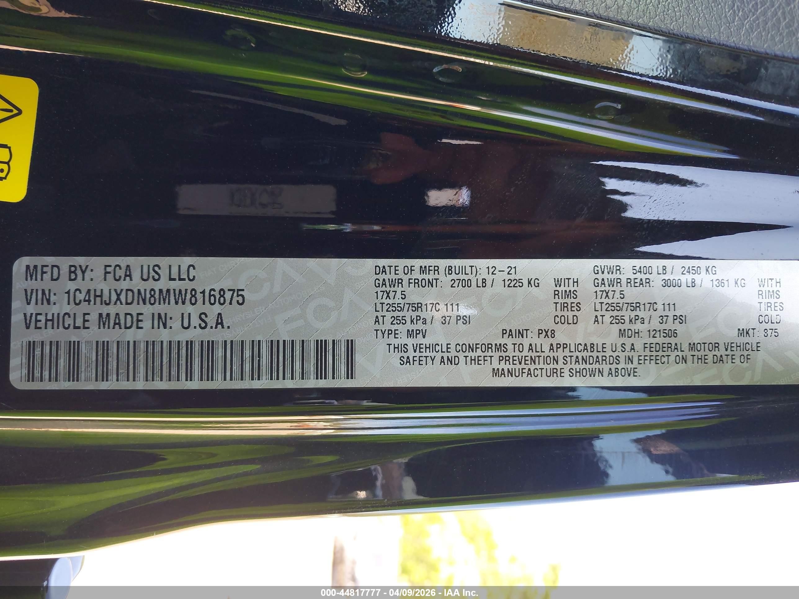 2021 Jeep Wrangler Unlimited Willys 4x4 Black vin: 1C4HJXDN8MW816875