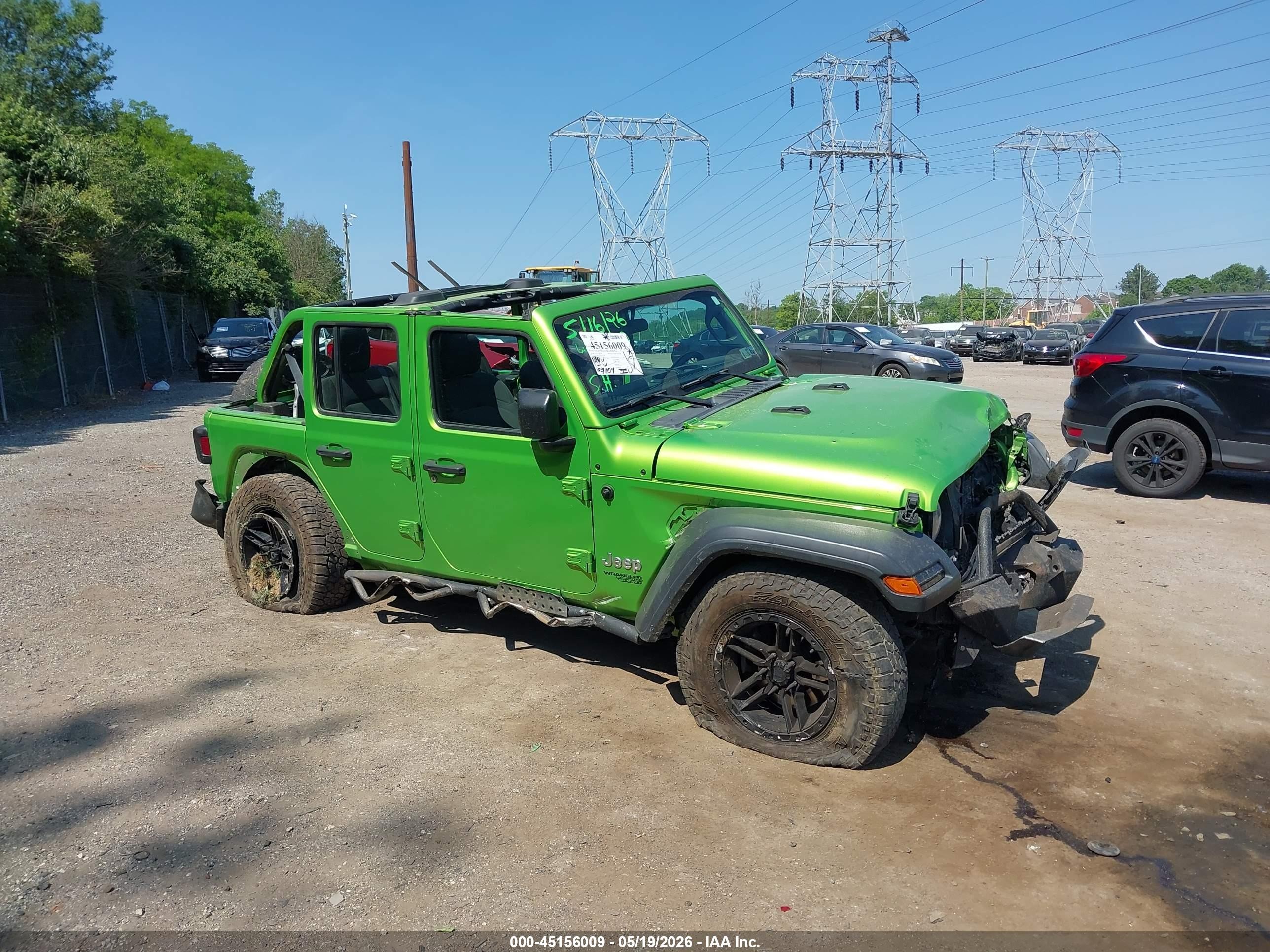2018 Jeep Wrangler Unlimited Sport 4x4 Green vin: 1C4HJXDN9JW297198