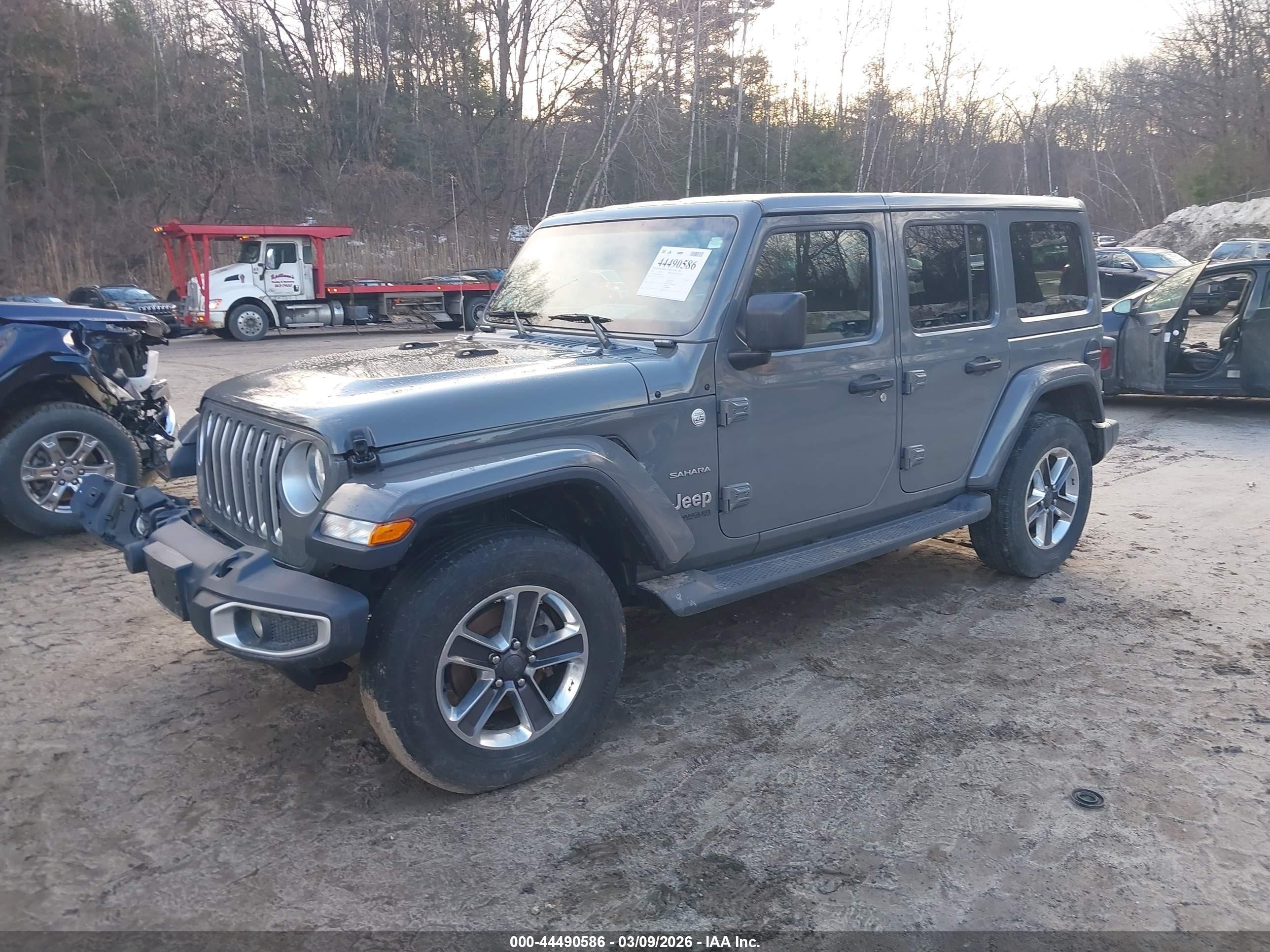 2019 Jeep Wrangler Unlimited Sahara Серый vin: 1C4HJXEG0KW621091