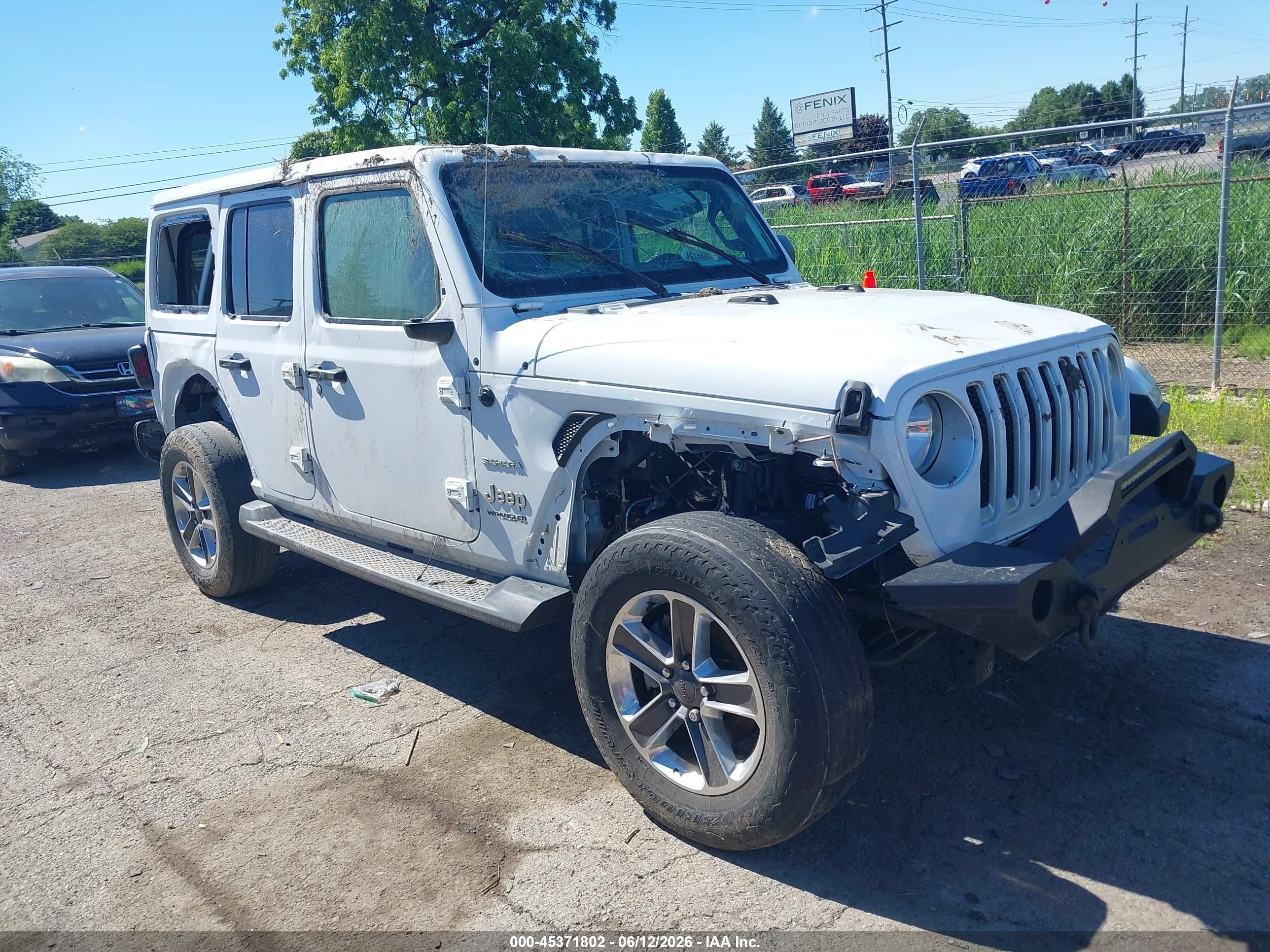 2021 Jeep Wrangler Unlimited Sahara 4x4 White vin: 1C4HJXEG3MW660373