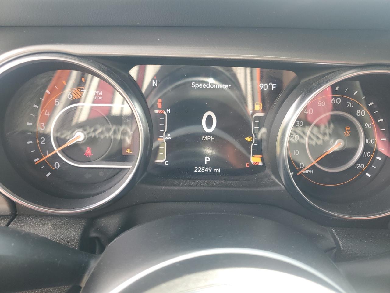 2023 Jeep Wrangler Sahara Silver vin: 1C4HJXEN0PW677098 Damage: Warning - Traction Control, On, Unacceptable