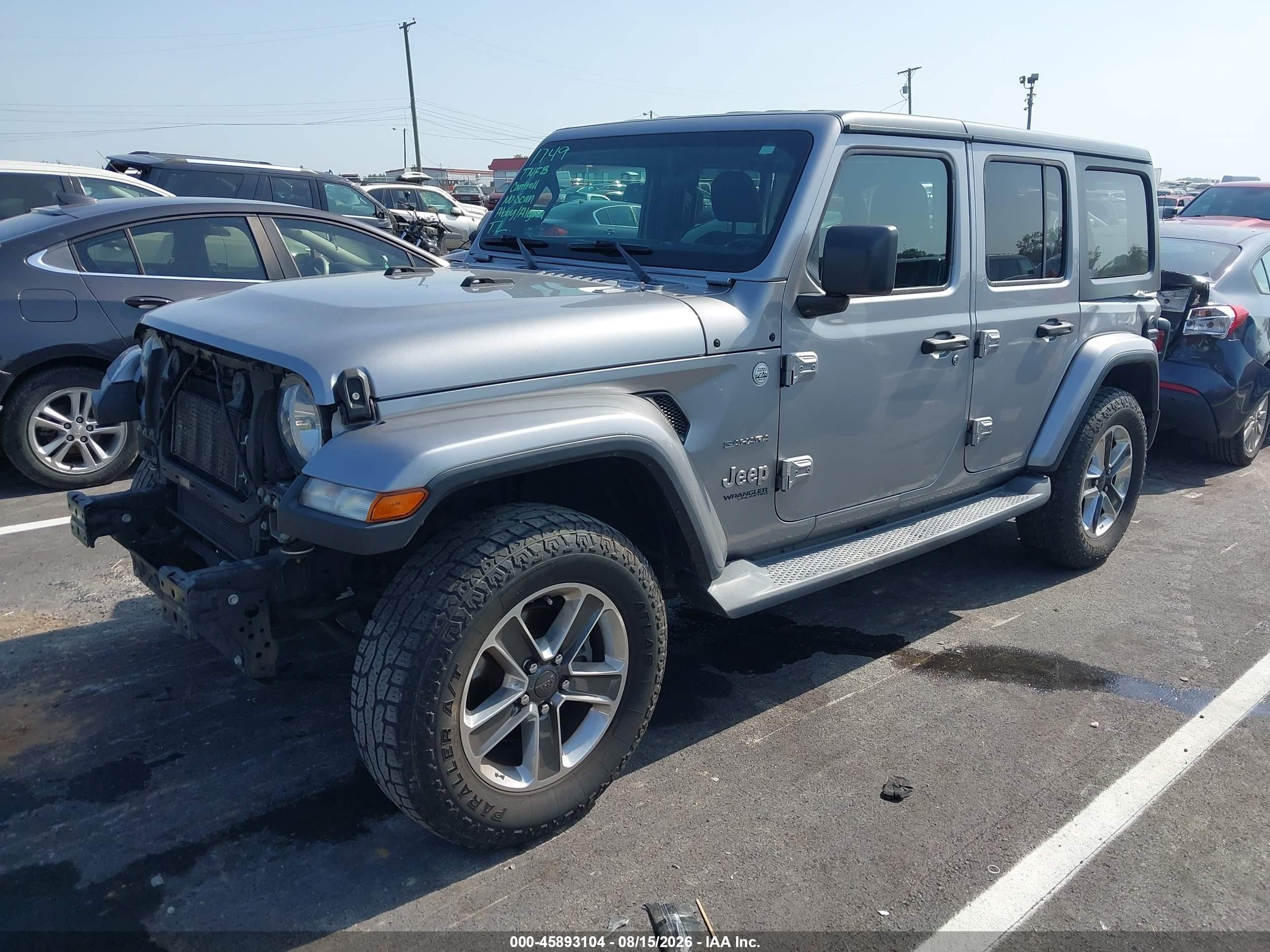 2019 Jeep Wrangler Unlimited Sahara 4x4 Silver vin: 1C4HJXEN6KW567245