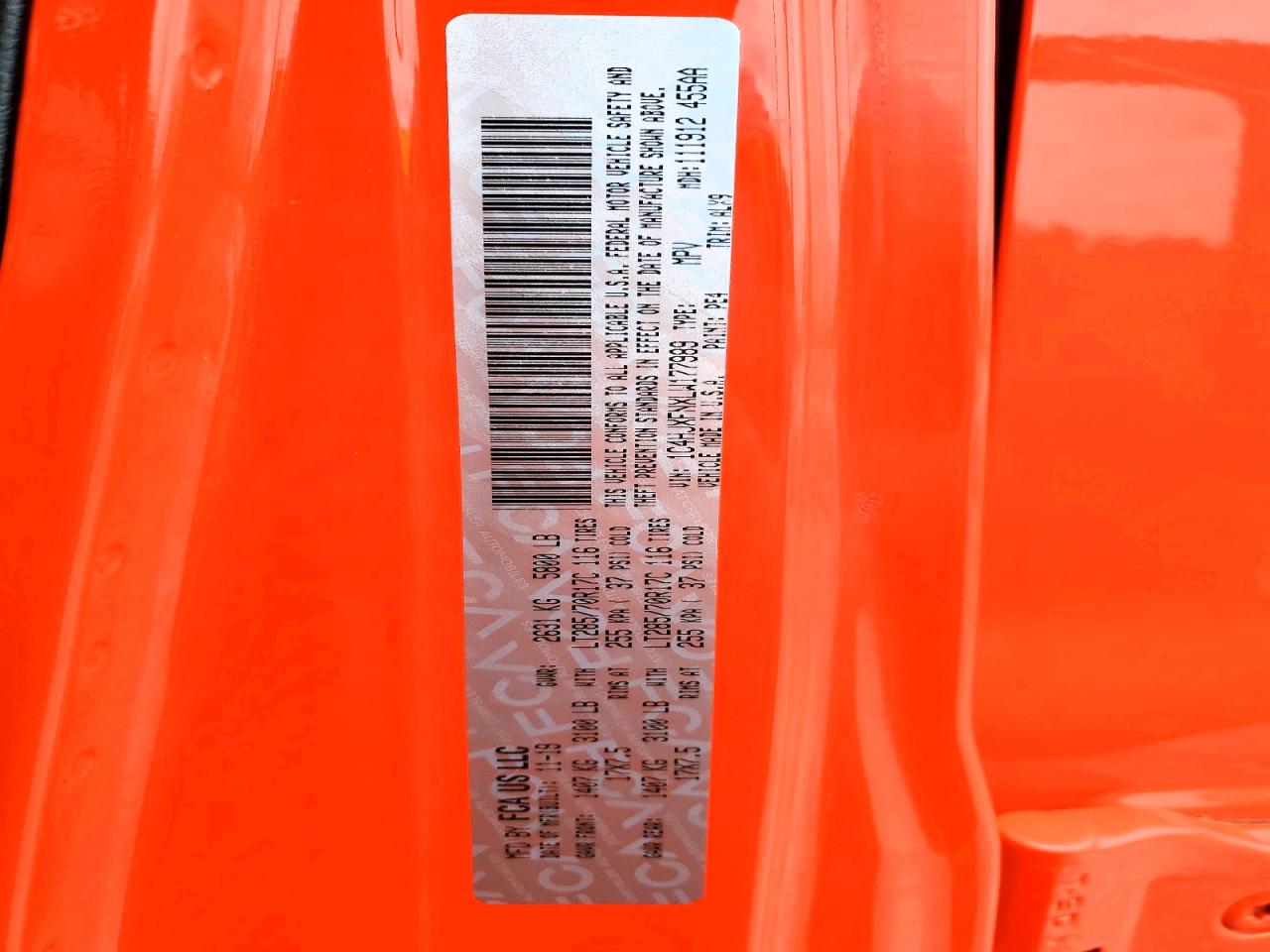 2020 Jeep Wrangler Unlimited Rubicon Orange vin: 1C4HJXFNXLW177989