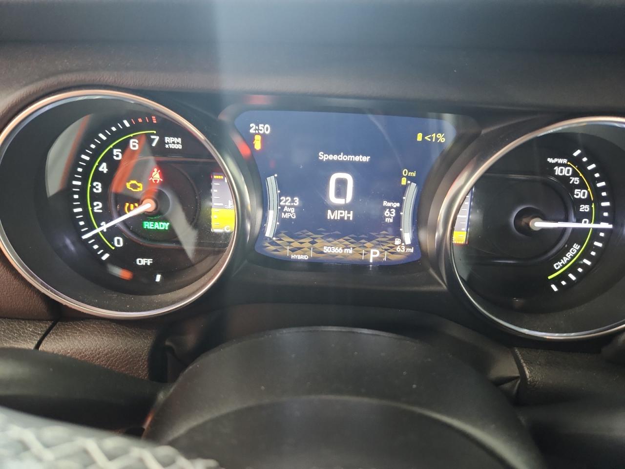 2023 Jeep Wrangler Sahara 4xe Blue vin: 1C4JJXP68PW538912 Damage: Warning Light - Engine, On, Unacceptable