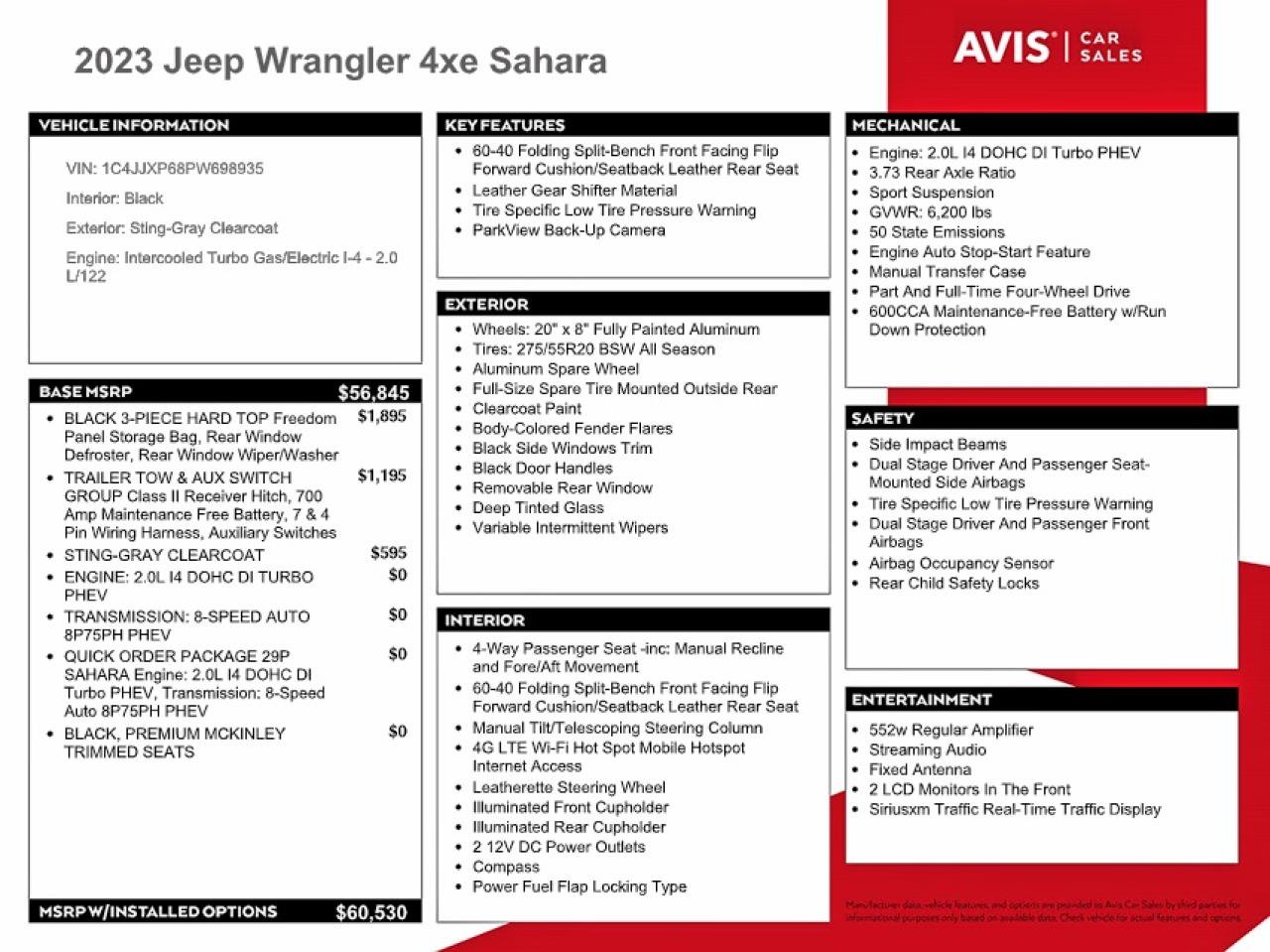 2023 Jeep Wrangler Sahara 4xe Gray vin: 1C4JJXP68PW698935