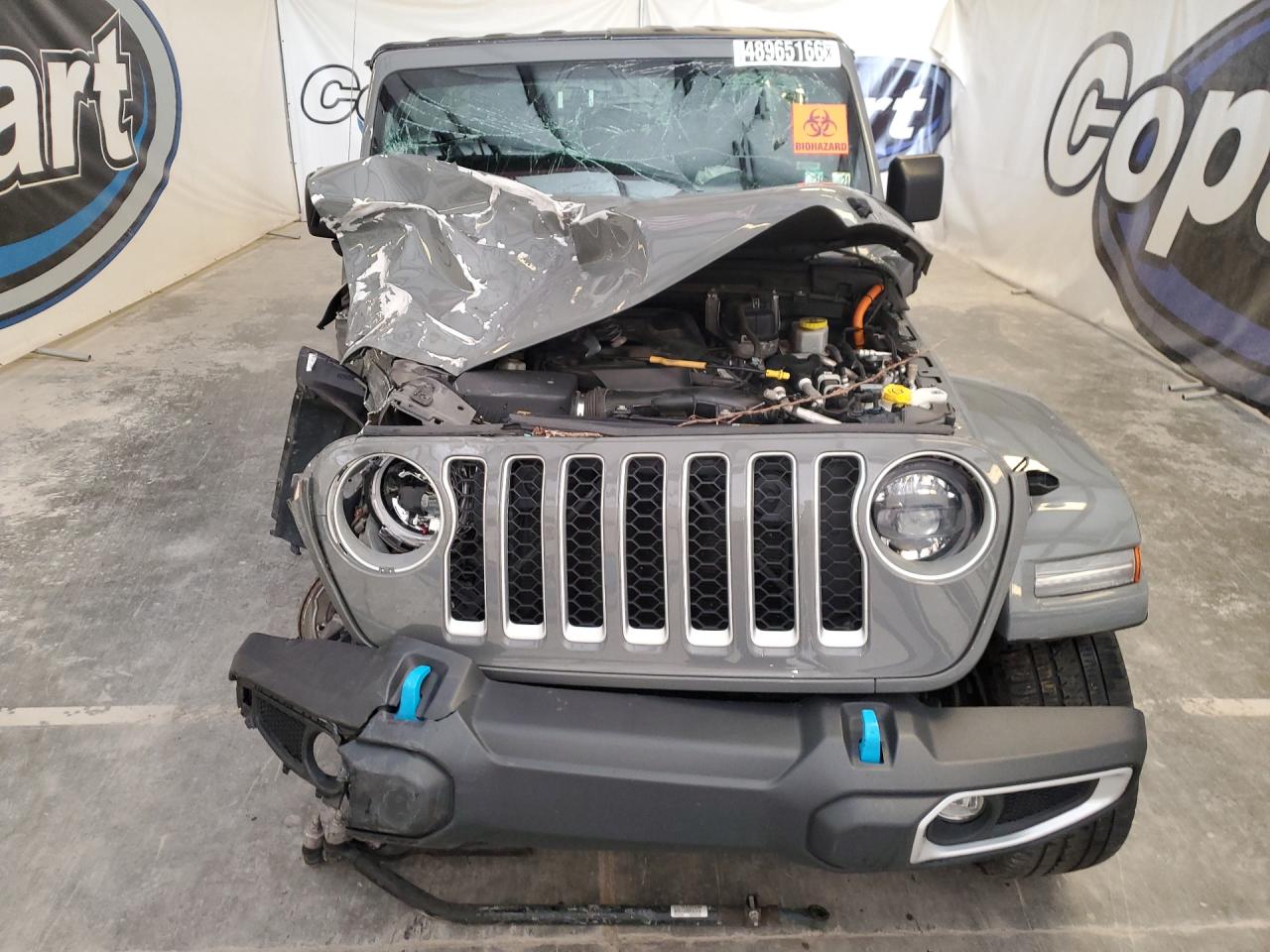 2023 Jeep Wrangler Sahara 4xe Gray vin: 1C4JJXP68PW698935 Damage: Right Head Lamp, Broken, Replacement Required