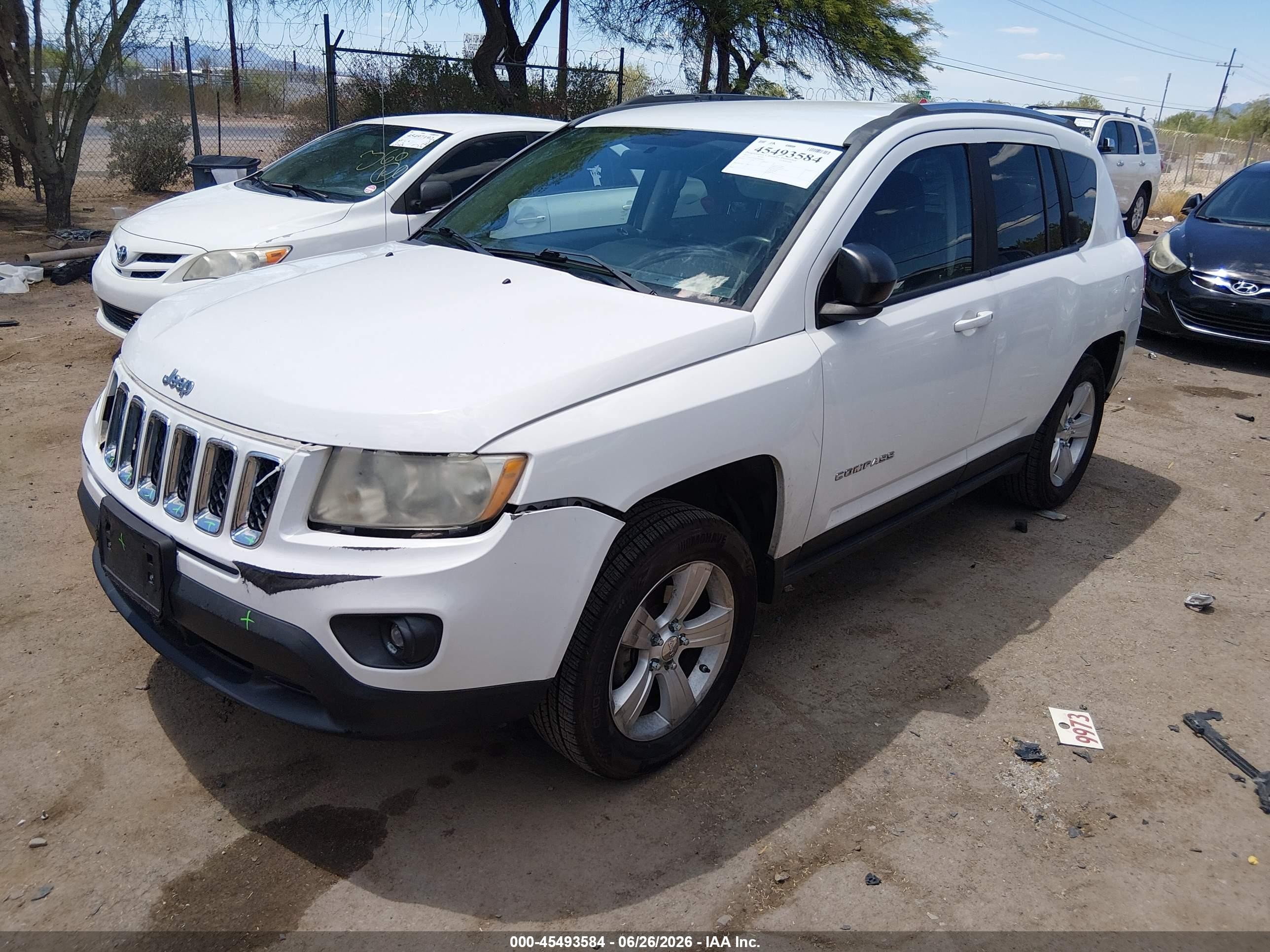 2012 Jeep Compass Sport White vin: 1C4NJCBA0CD606065