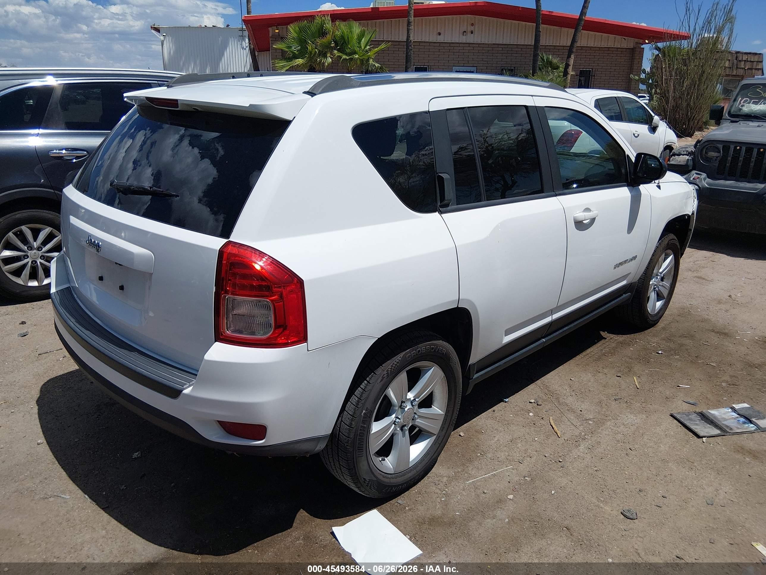 2012 Jeep Compass Sport White vin: 1C4NJCBA0CD606065
