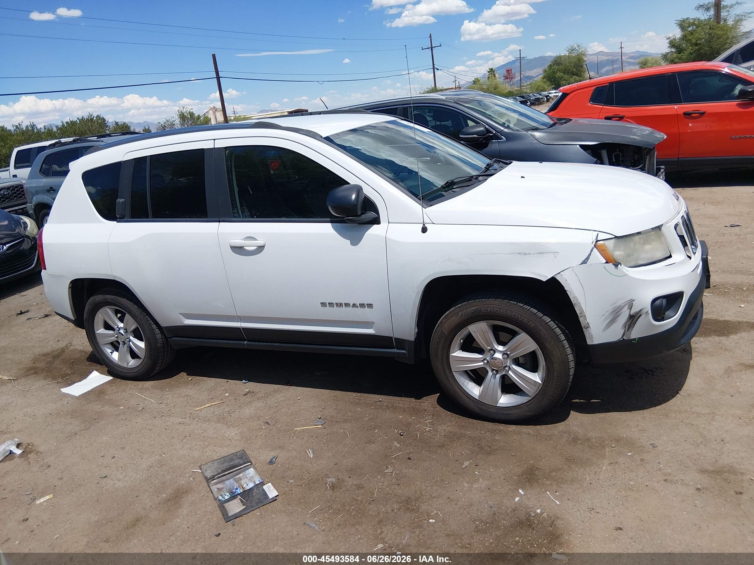 2012 Jeep Compass Sport White vin: 1C4NJCBA0CD606065
