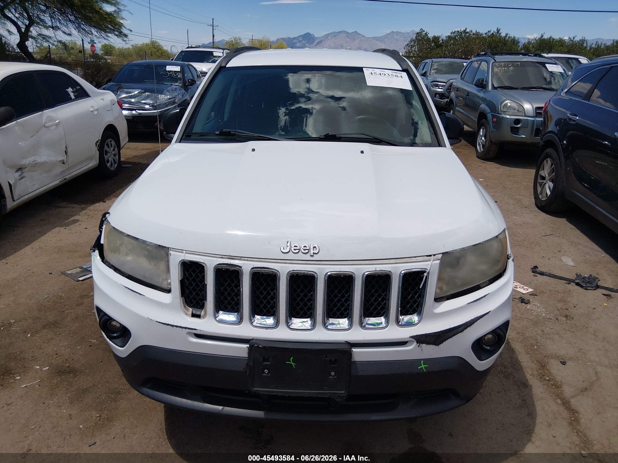 2012 Jeep Compass Sport White vin: 1C4NJCBA0CD606065