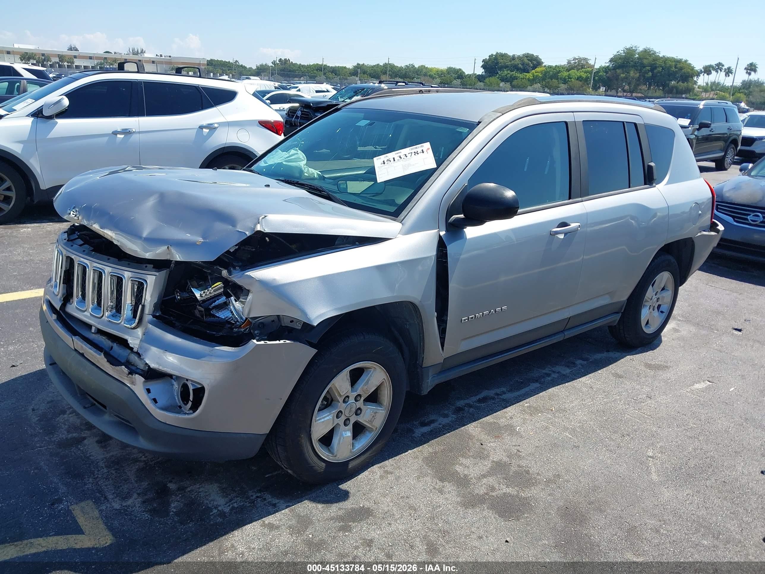2015 Jeep Compass Sport Silver vin: 1C4NJCBA1FD250245