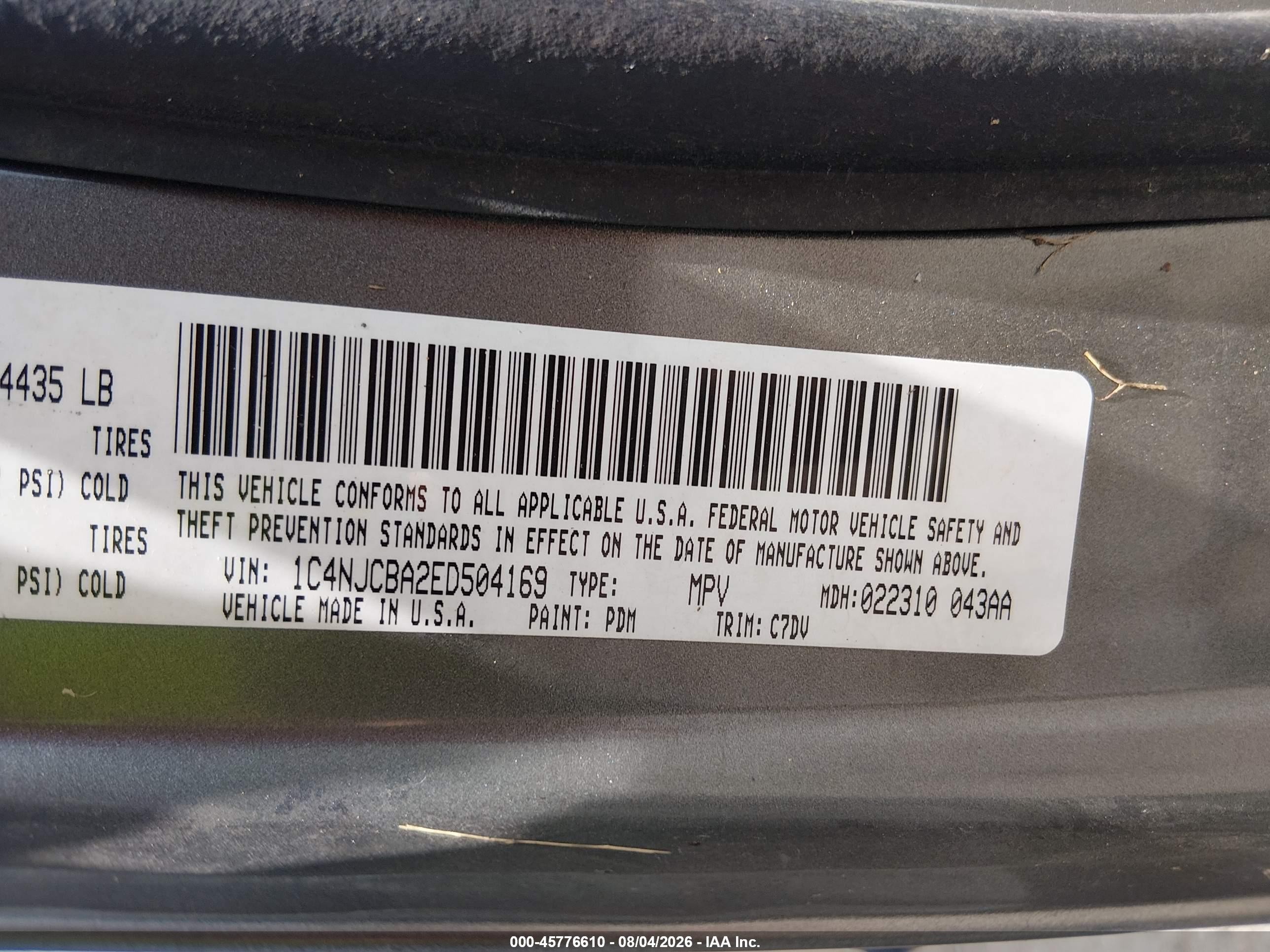 2014 Jeep Compass Sport Silver vin: 1C4NJCBA2ED504169