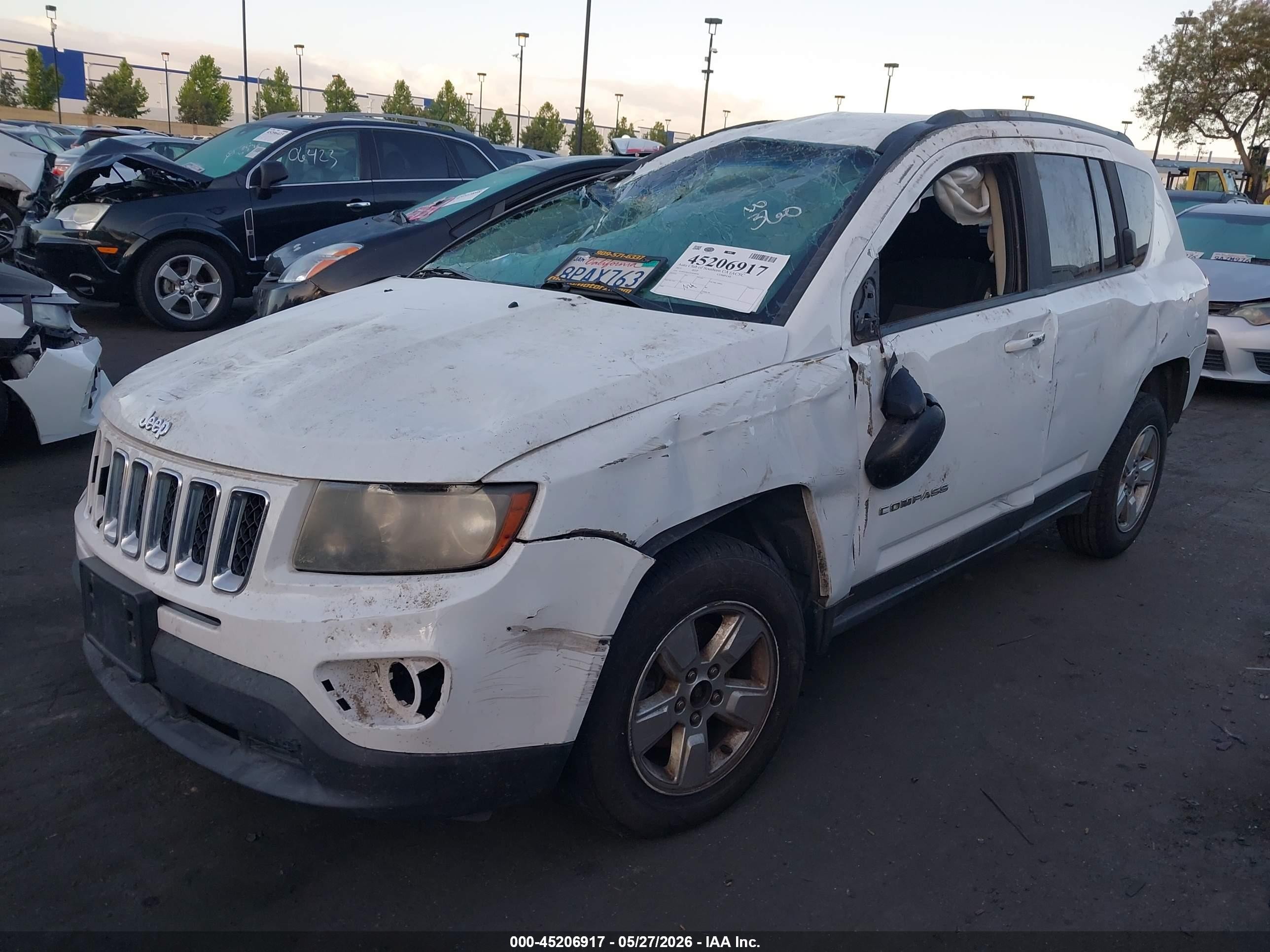 2015 Jeep Compass Sport White vin: 1C4NJCBA2FD438546